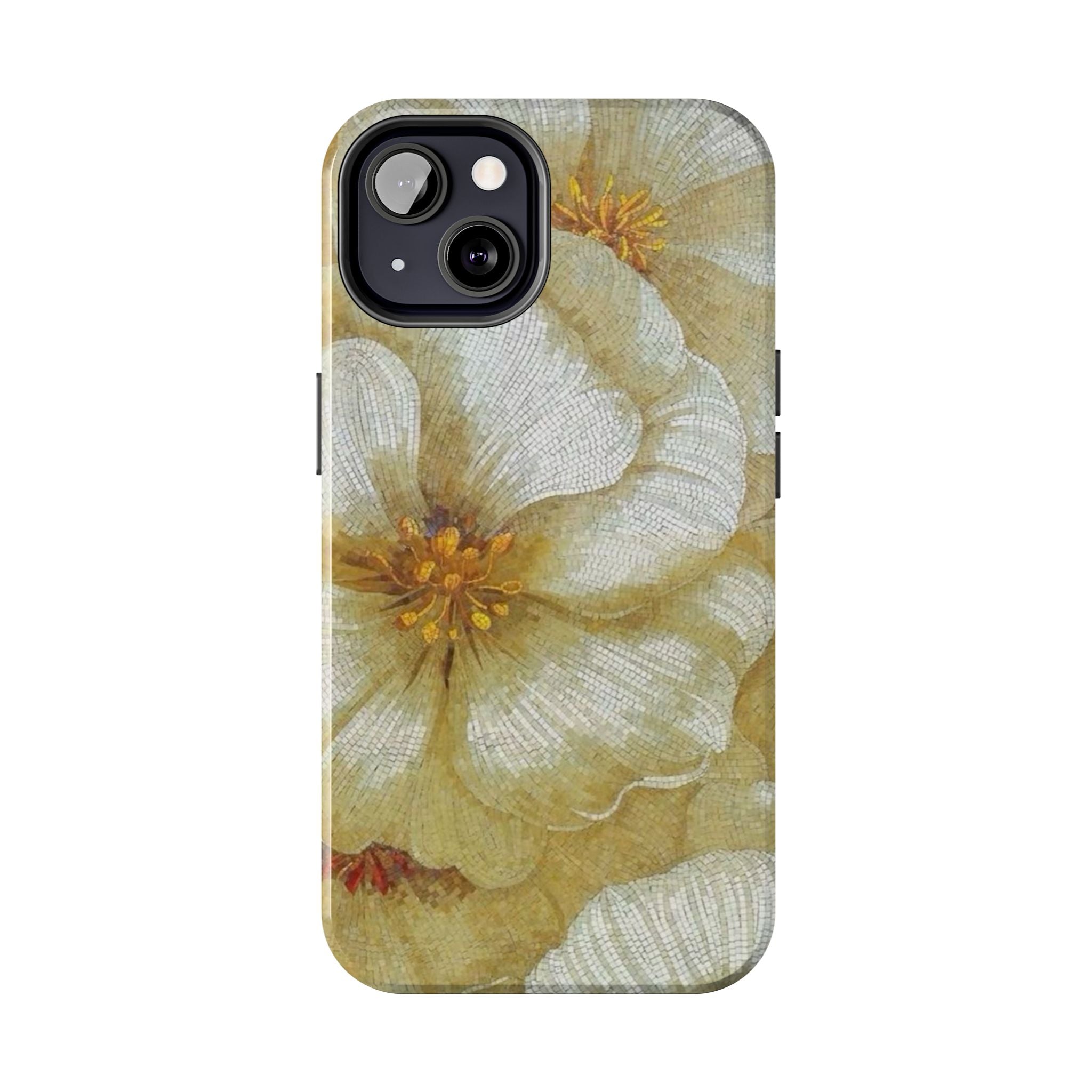 Tough Phone Case — Vintage White Floral Protective Cover