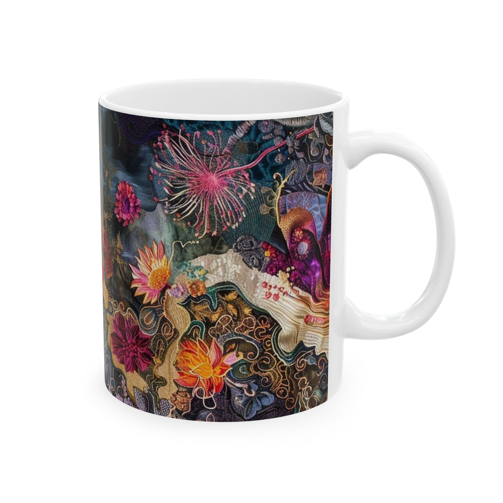 Floral Mystique Ceramic Mug — Dark Boho Flower Art (11oz & 15oz)