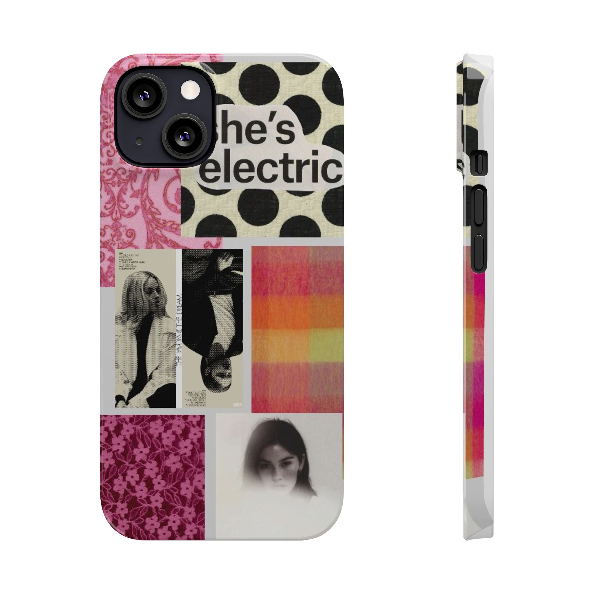Slim Phone Case — 'she's electric' Retro Collage Floral & Photo Design