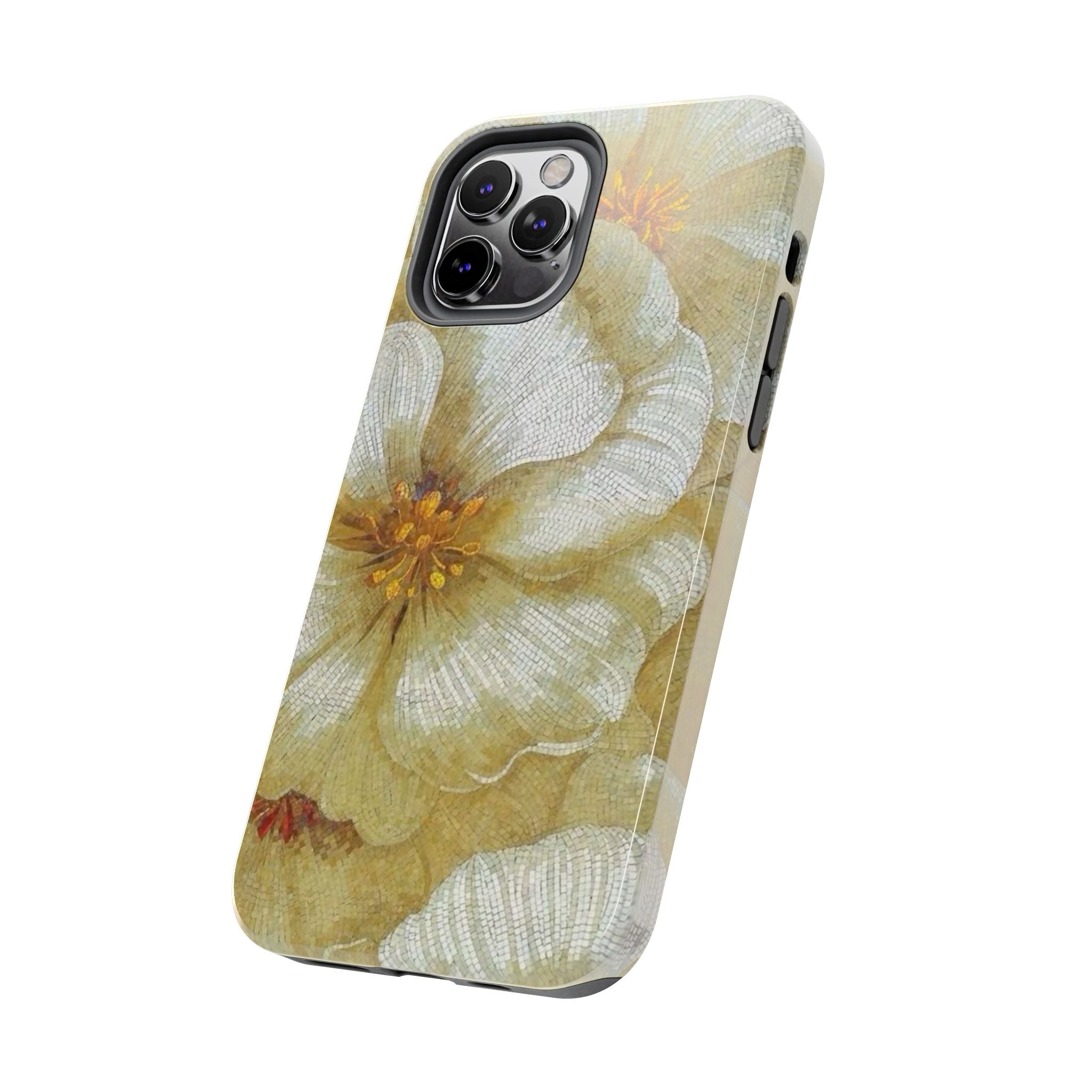 Tough Phone Case — Vintage White Floral Protective Cover
