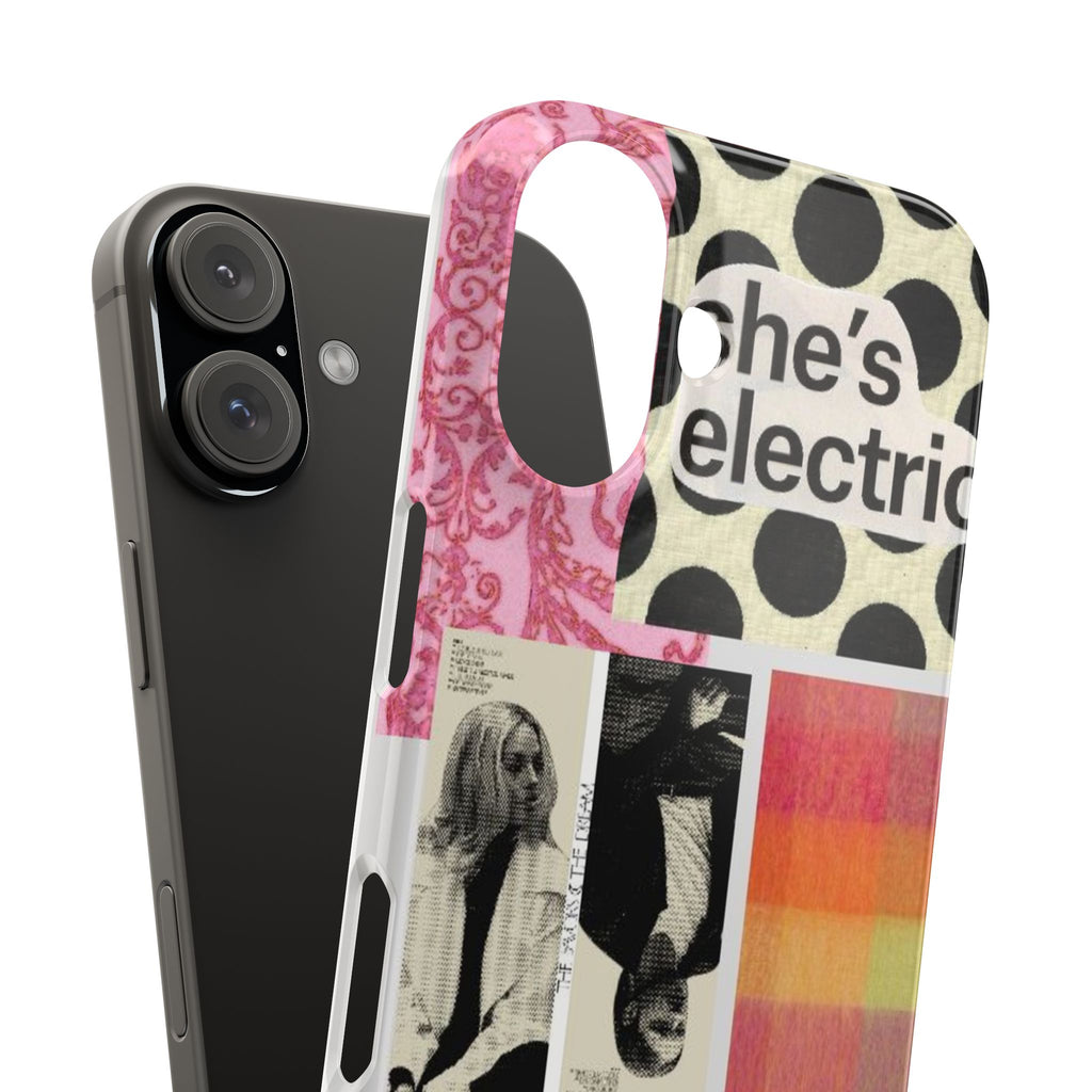 Slim Phone Case — 'she's electric' Retro Collage Floral & Photo Design