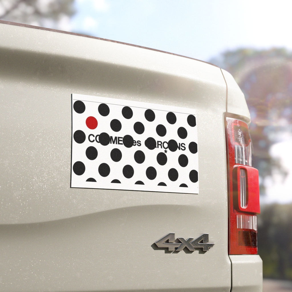 Polka Dot Welcome Car Magnet – Black & Red Decorative Auto Decal