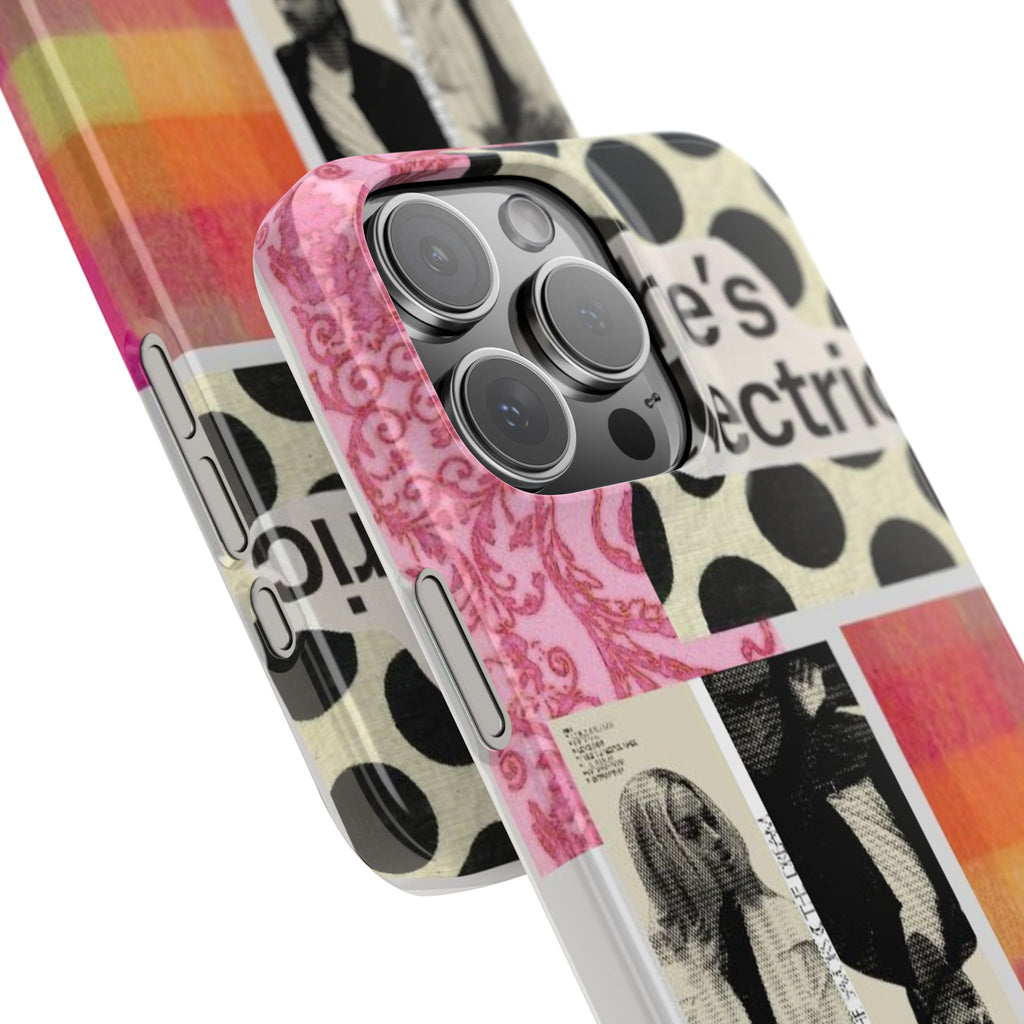 Slim Phone Case — 'she's electric' Retro Collage Floral & Photo Design