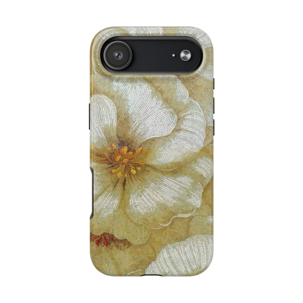 Tough Phone Case — Vintage White Floral Protective Cover