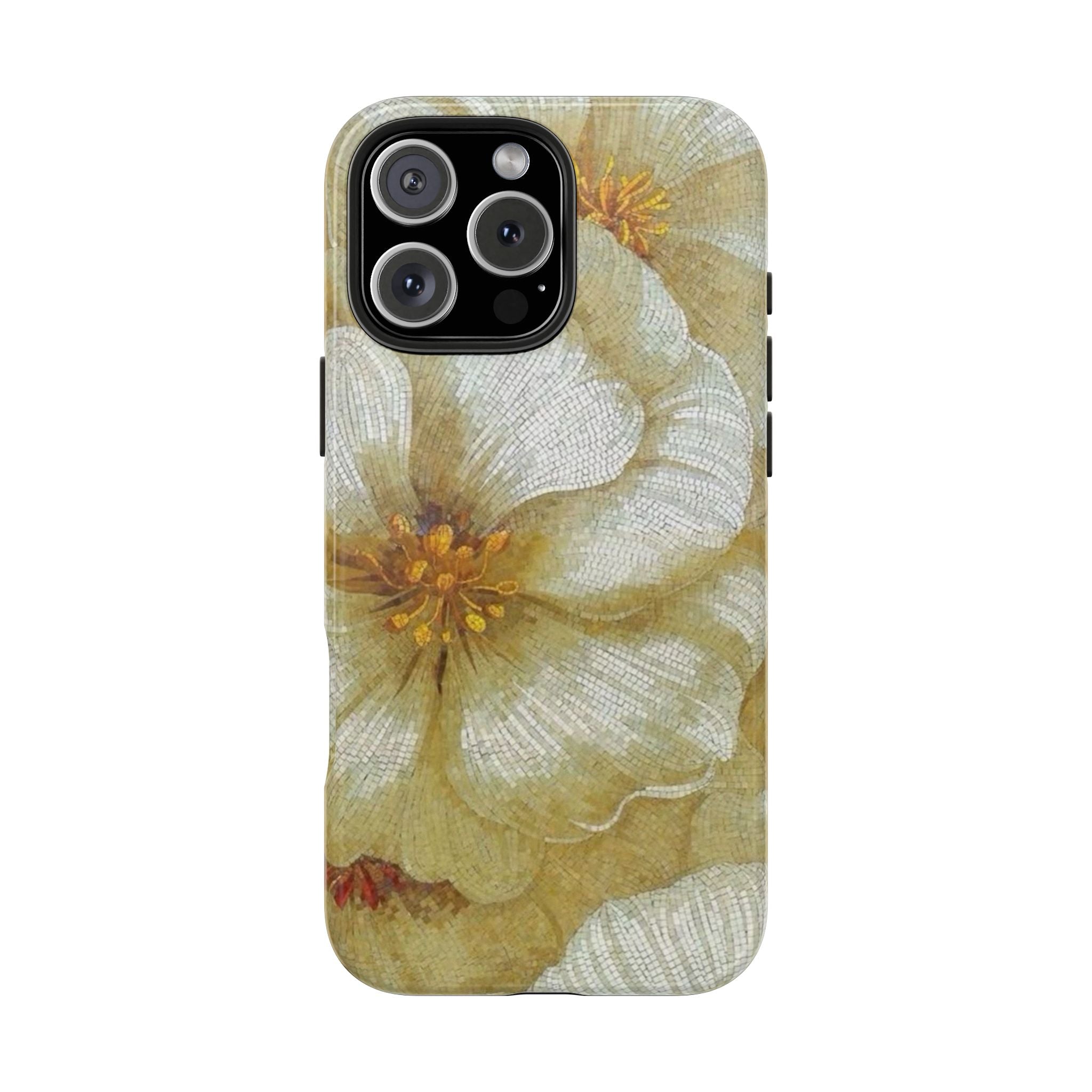 Tough Phone Case — Vintage White Floral Protective Cover
