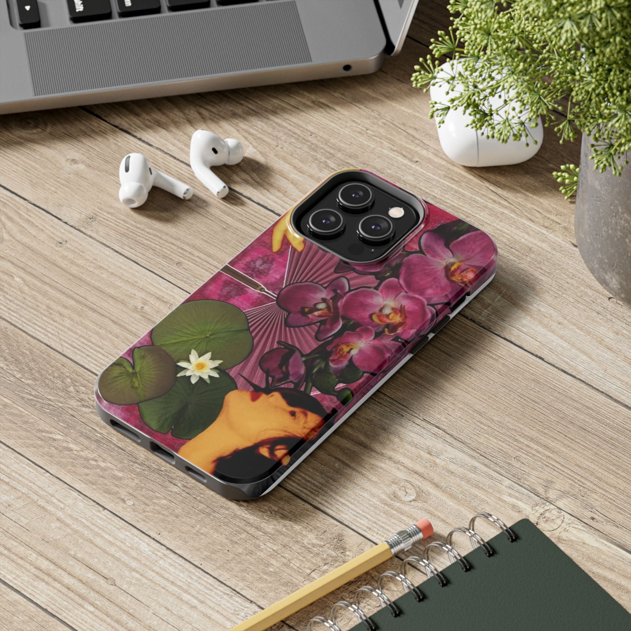 Floral Orchid Tough Phone Case — Vintage Woman & Lotus Design