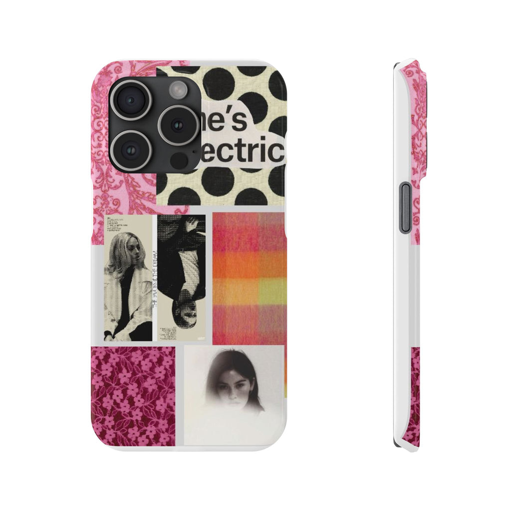 Slim Phone Case — 'she's electric' Retro Collage Floral & Photo Design