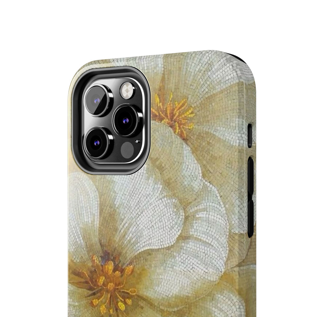 Tough Phone Case — Vintage White Floral Protective Cover