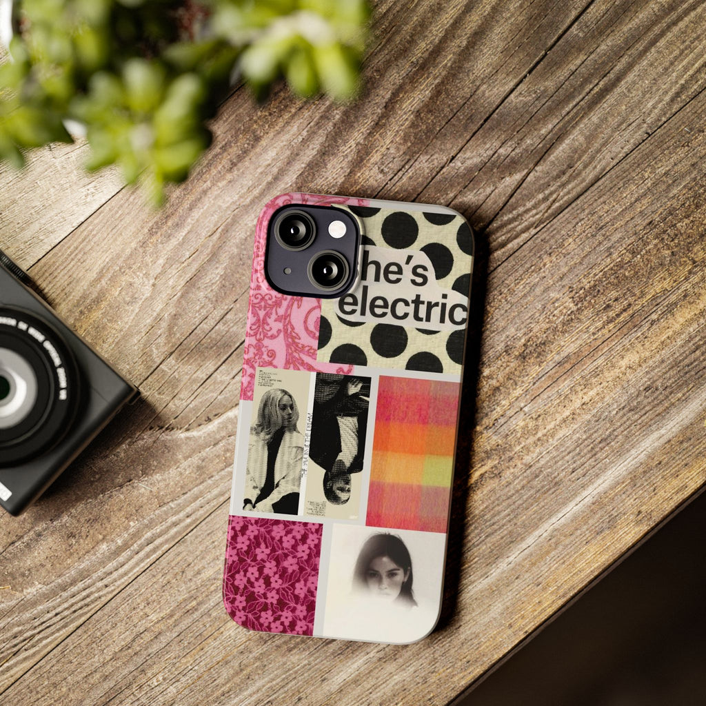 Slim Phone Case — 'she's electric' Retro Collage Floral & Photo Design