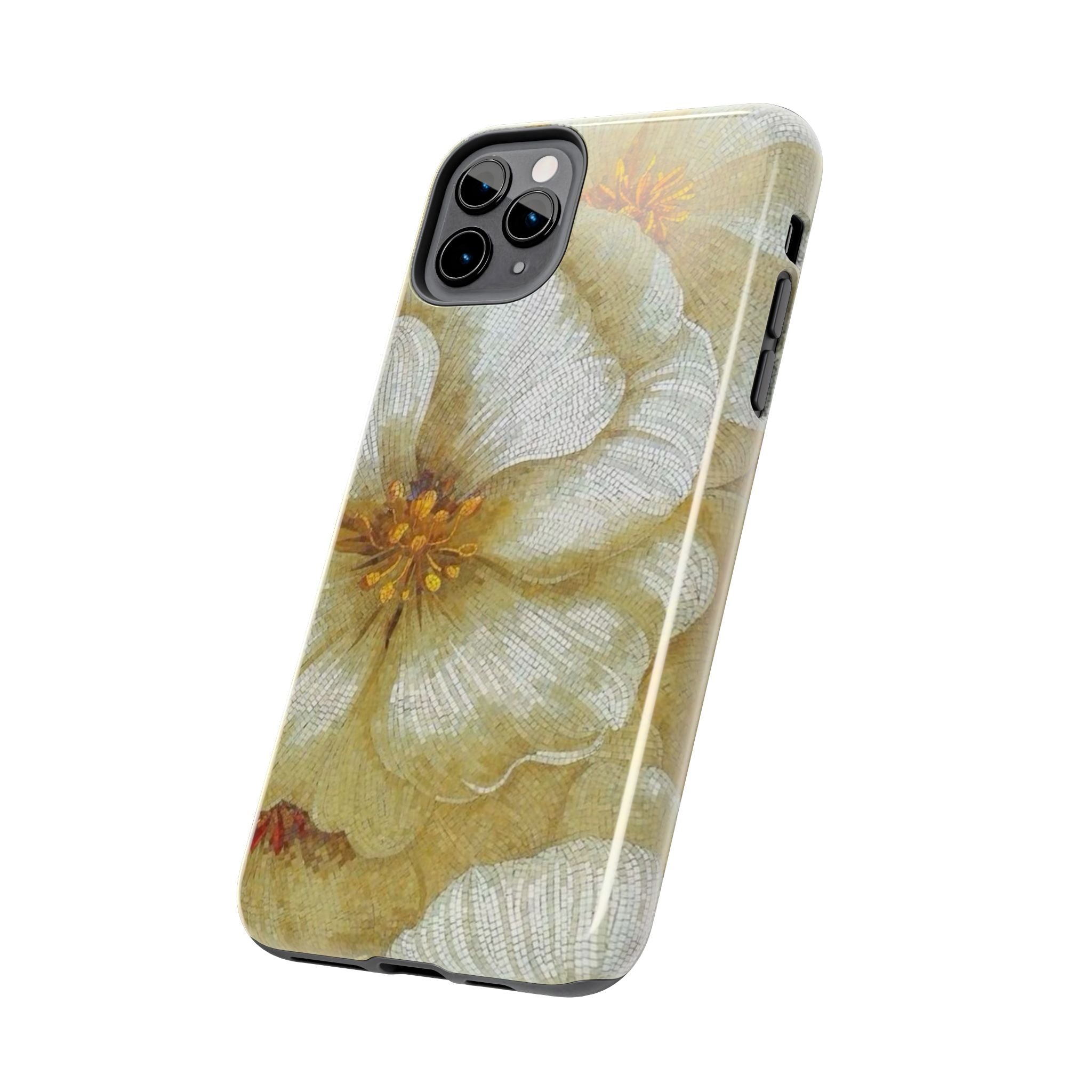 Tough Phone Case — Vintage White Floral Protective Cover