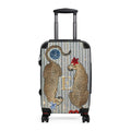 Monogram Leopard Twin Suitcase – Personalized Rolling Carry-On with Floral Accents