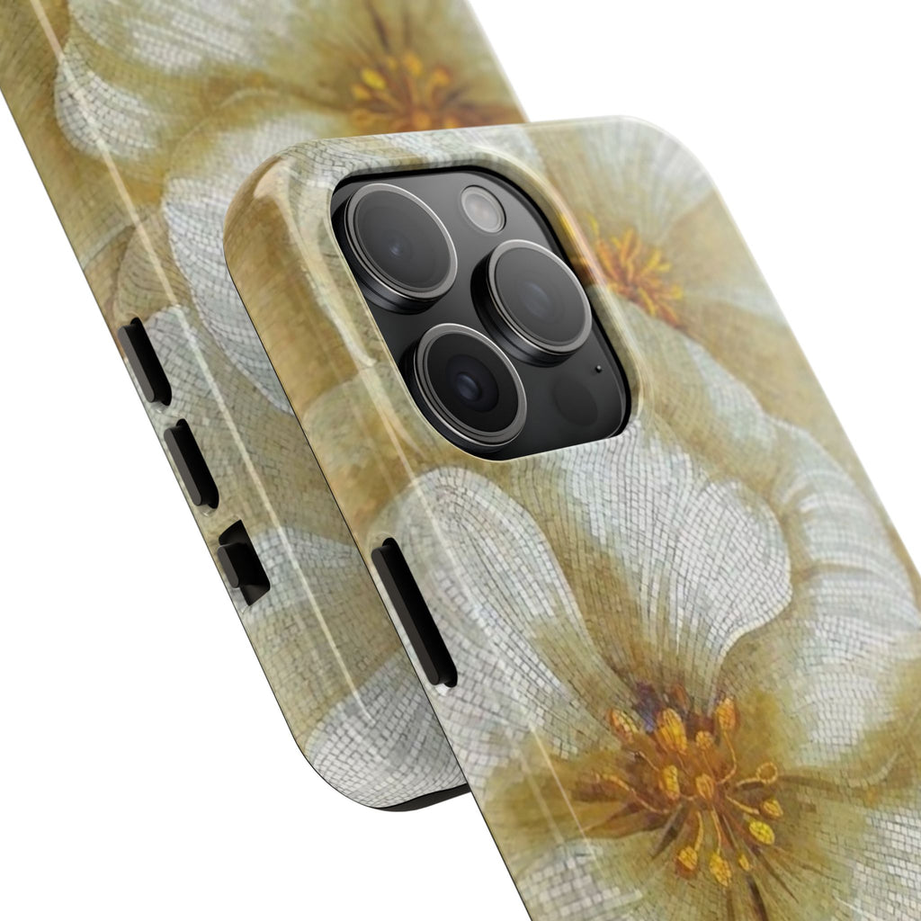 Tough Phone Case — Vintage White Floral Protective Cover