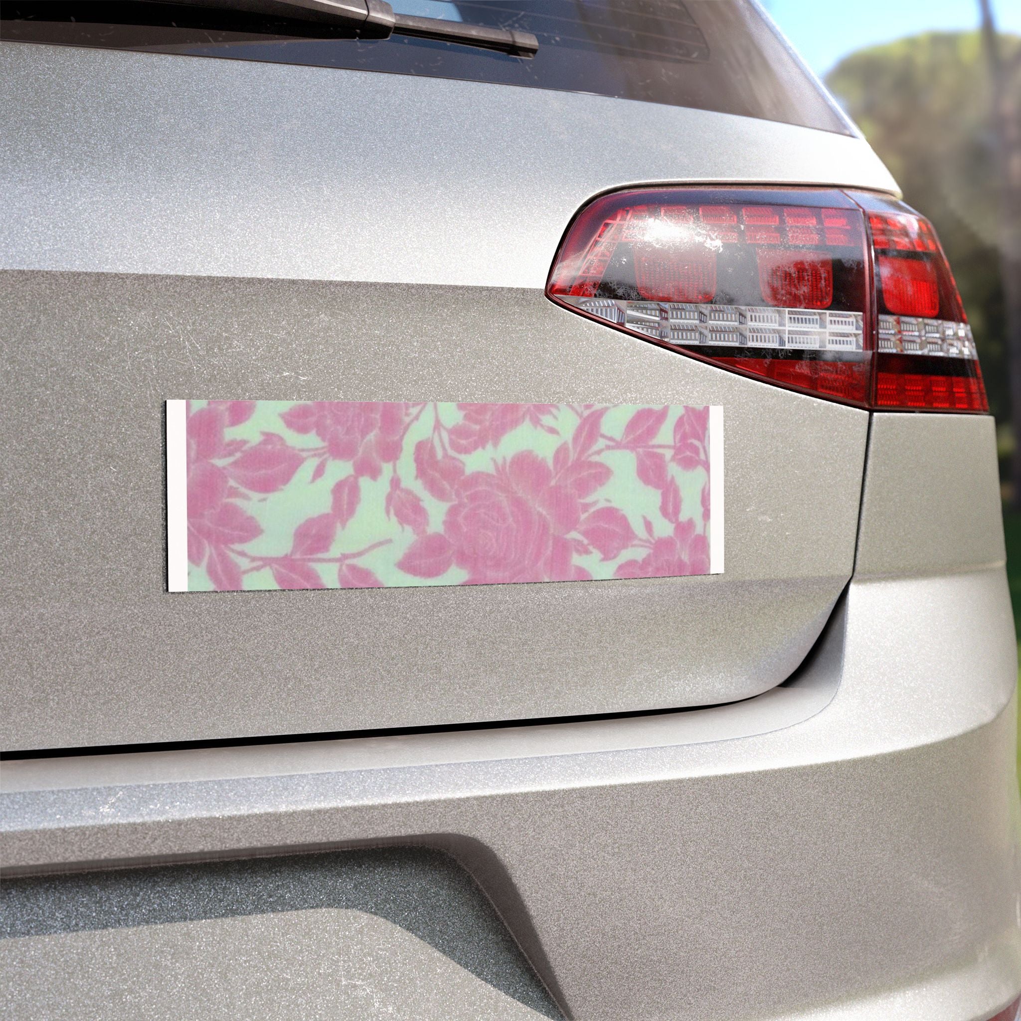 Floral Pink Rose Car Magnet — Decorative Bumper Sticker-Style Magnet
