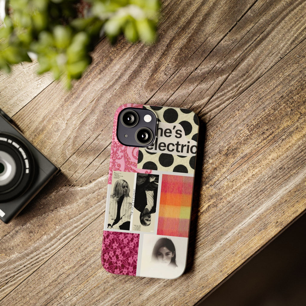 Slim Phone Case — 'she's electric' Retro Collage Floral & Photo Design