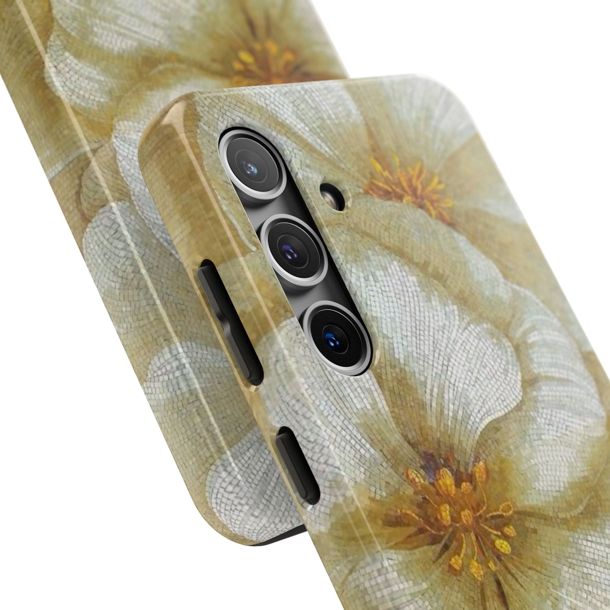 Tough Phone Case — Vintage White Floral Protective Cover