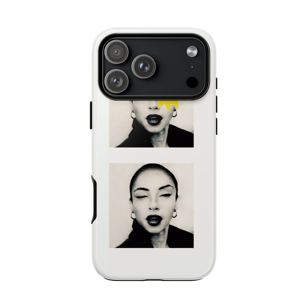 SADE Phone Case — Retro Black & White Portrait with Yellow Sunburst