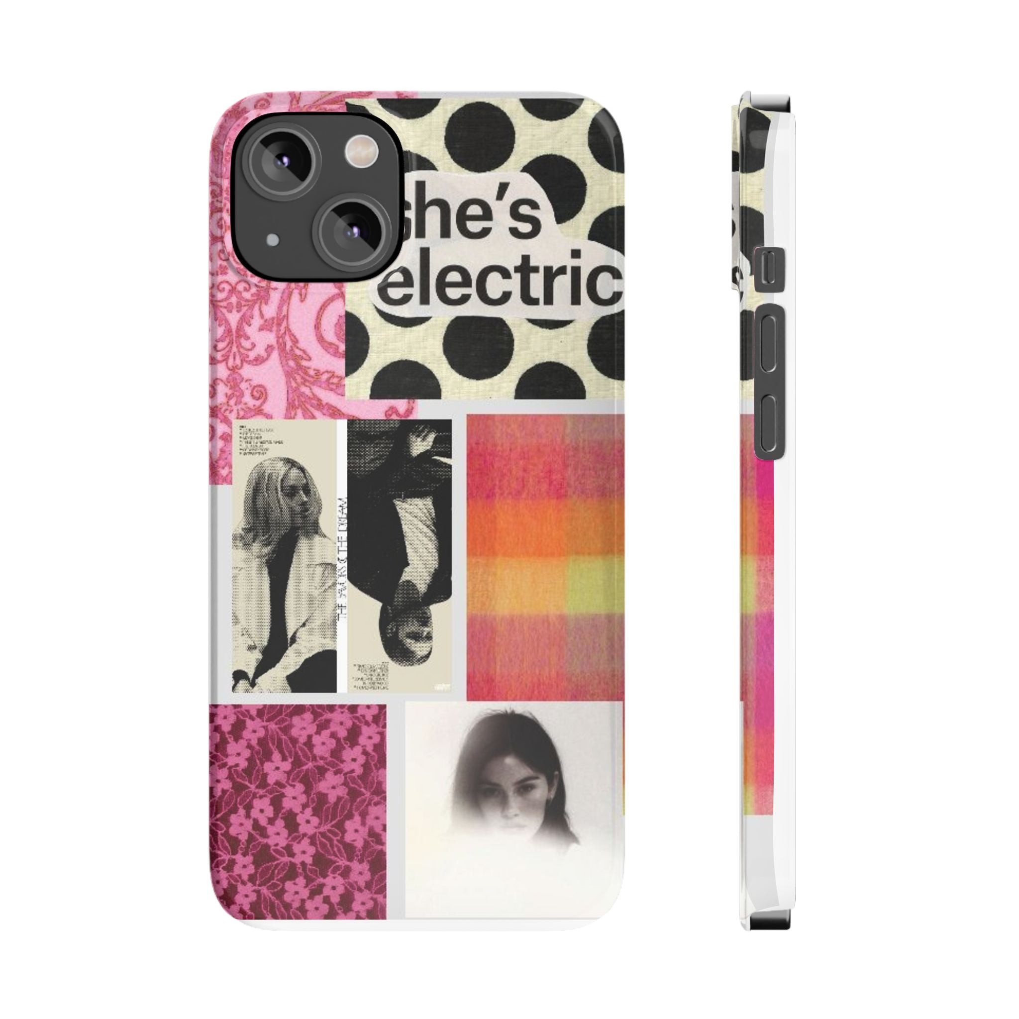 Slim Phone Case — 'she's electric' Retro Collage Floral & Photo Design