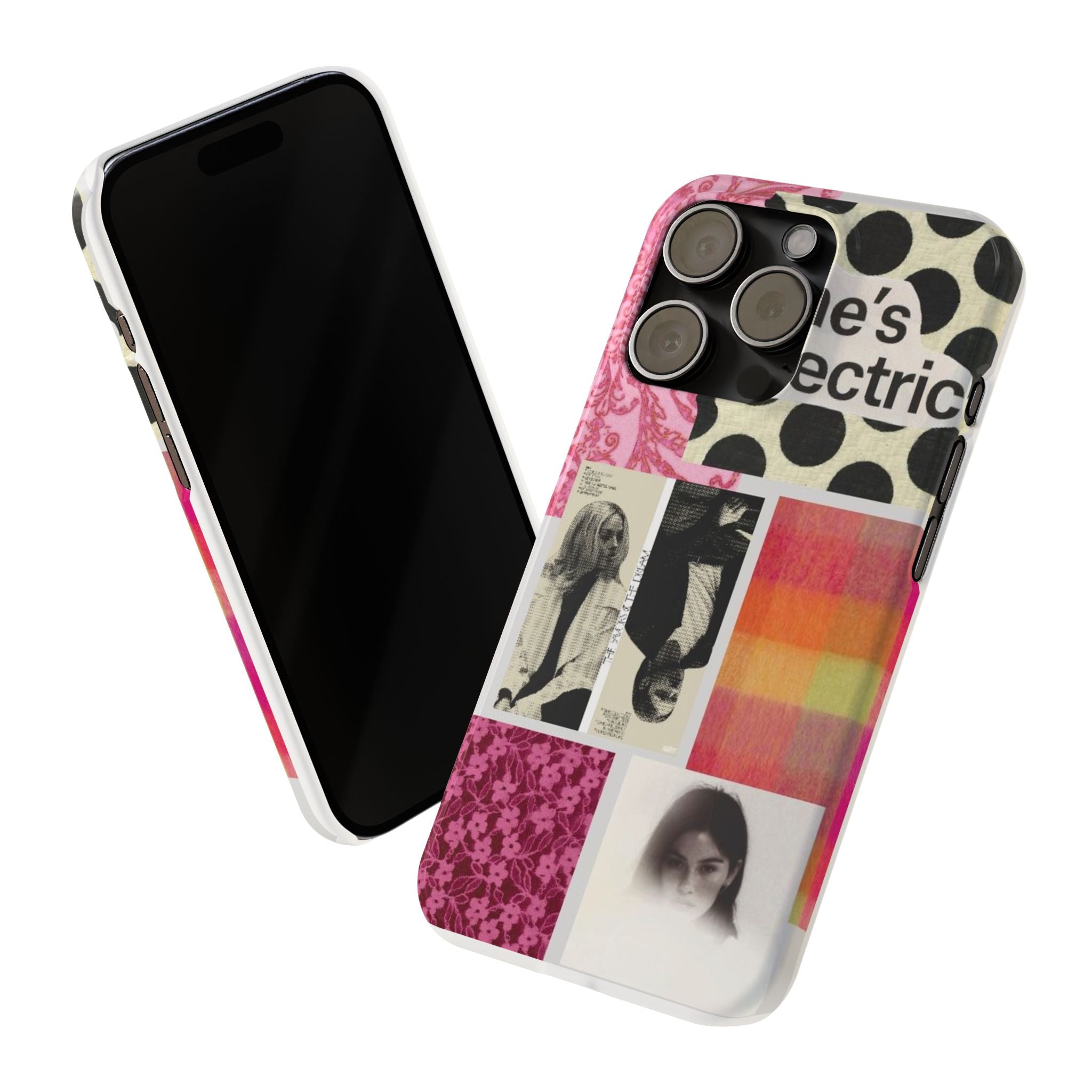 Slim Phone Case — 'she's electric' Retro Collage Floral & Photo Design