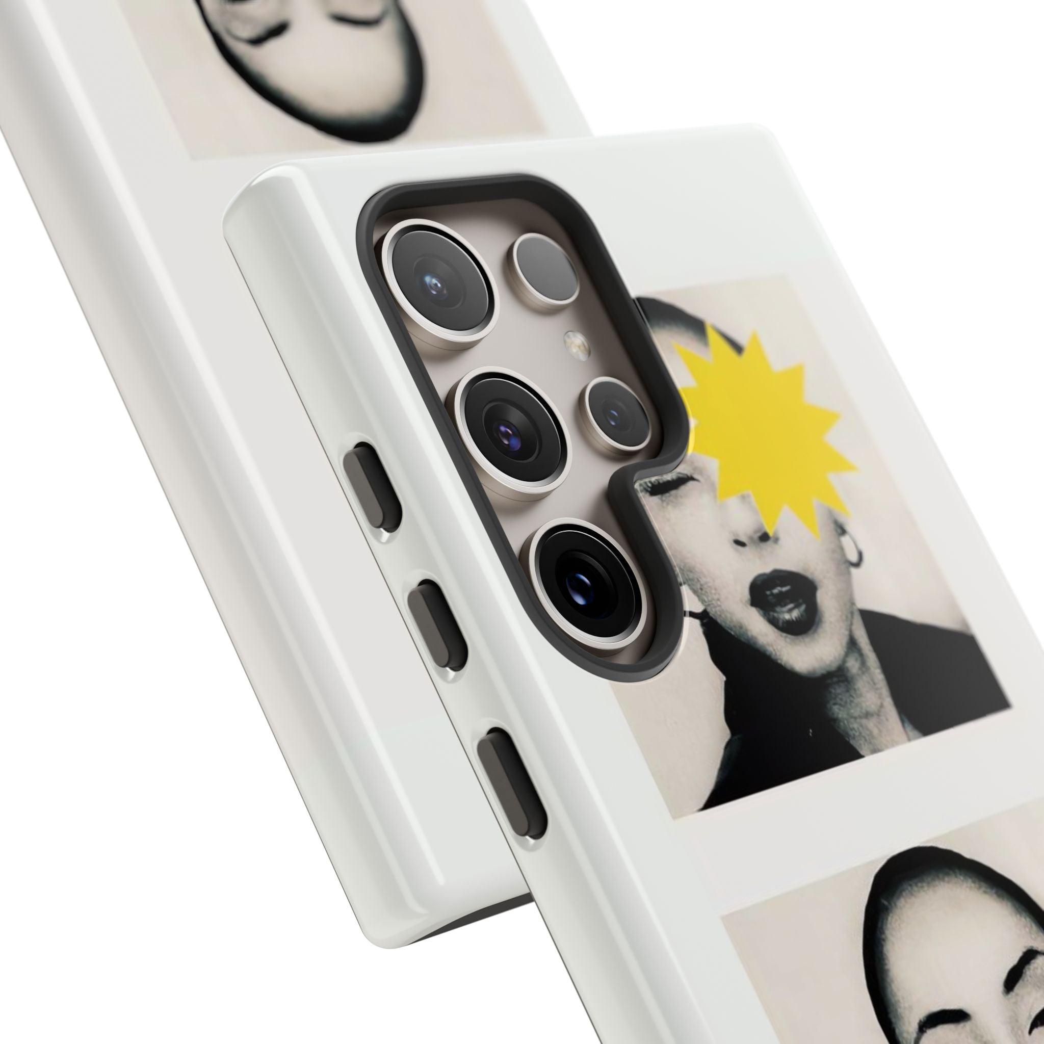 SADE Phone Case — Retro Black & White Portrait with Yellow Sunburst