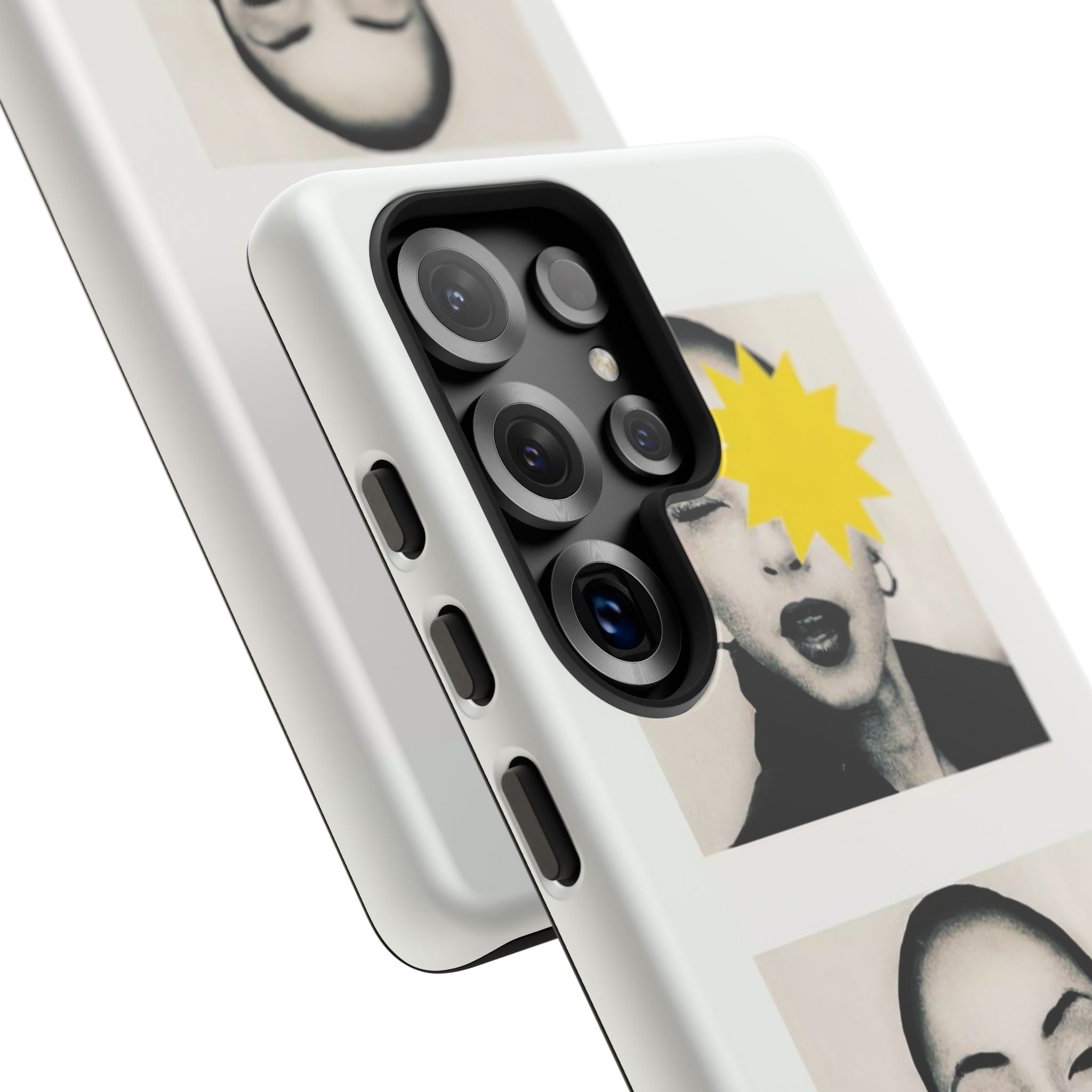 SADE Phone Case — Retro Black & White Portrait with Yellow Sunburst