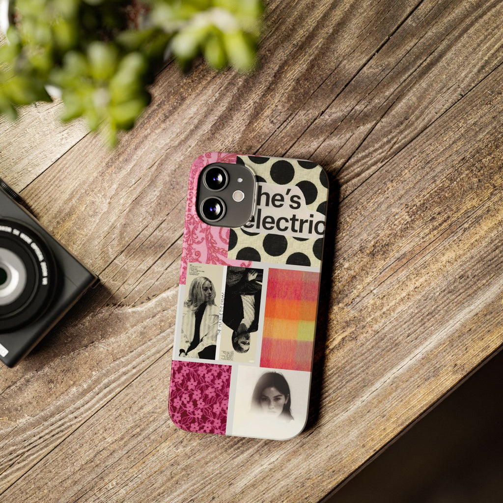 Slim Phone Case — 'she's electric' Retro Collage Floral & Photo Design