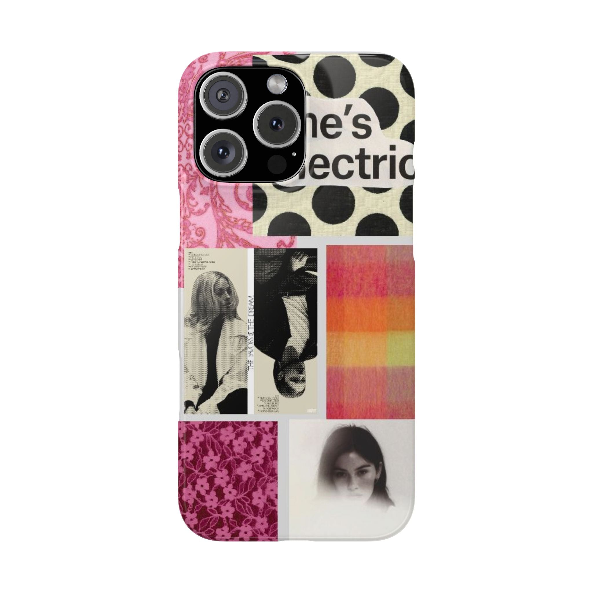 Slim Phone Case — 'she's electric' Retro Collage Floral & Photo Design