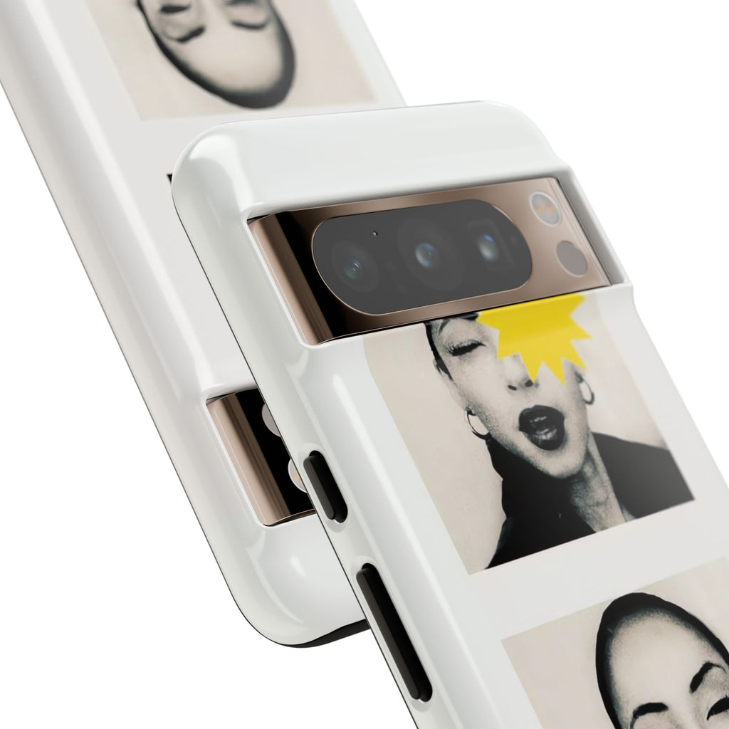 SADE Phone Case — Retro Black & White Portrait with Yellow Sunburst