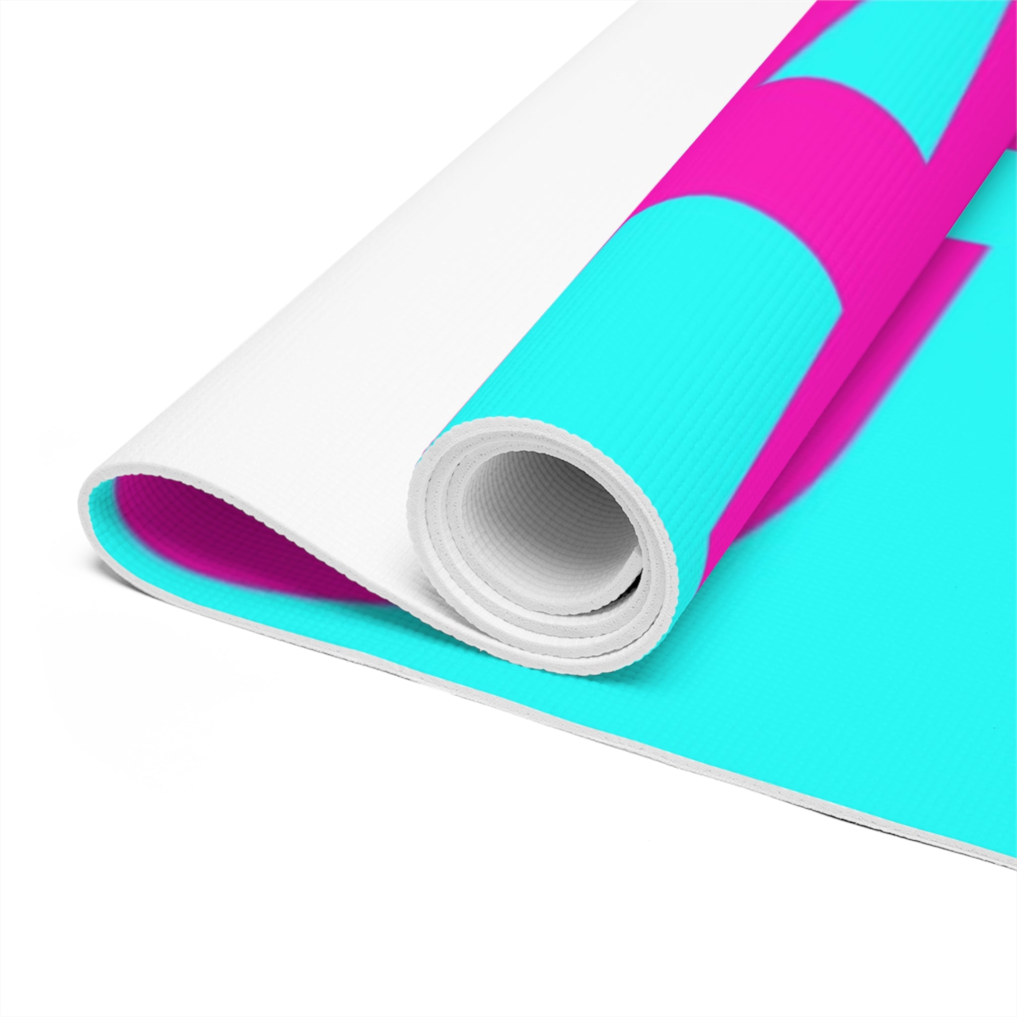 Yoga Mat - "SWAG" Bold Pink Text on Aqua Foam