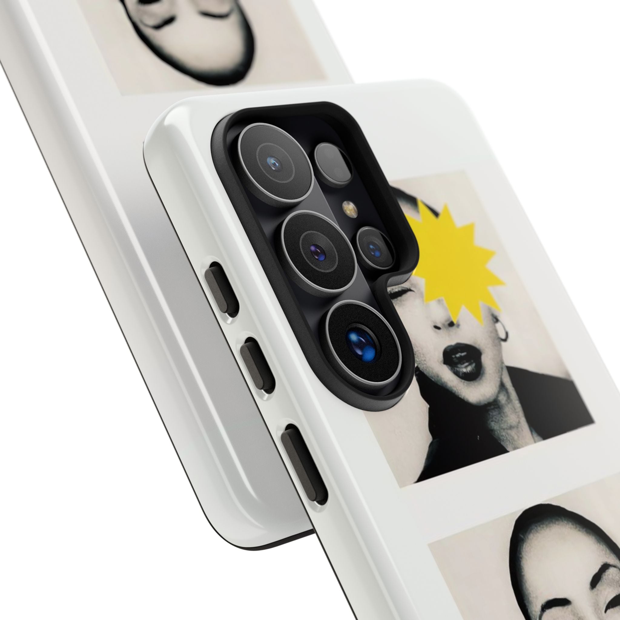 SADE Phone Case — Retro Black & White Portrait with Yellow Sunburst