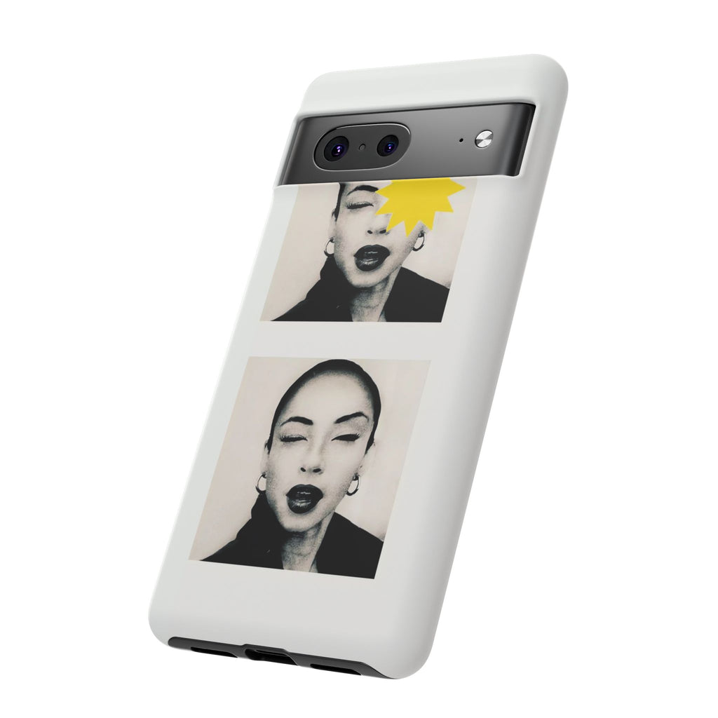 SADE Phone Case — Retro Black & White Portrait with Yellow Sunburst
