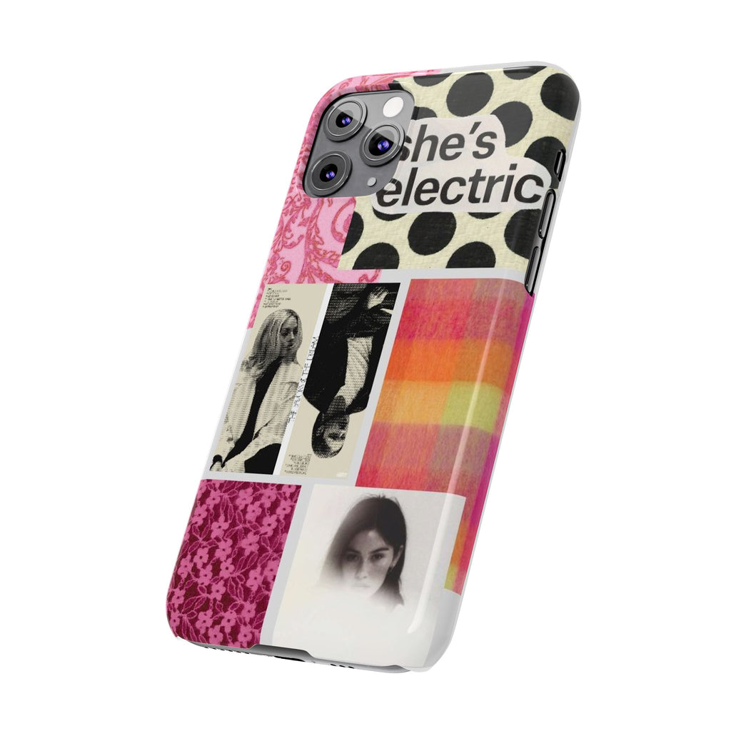 Slim Phone Case — 'she's electric' Retro Collage Floral & Photo Design