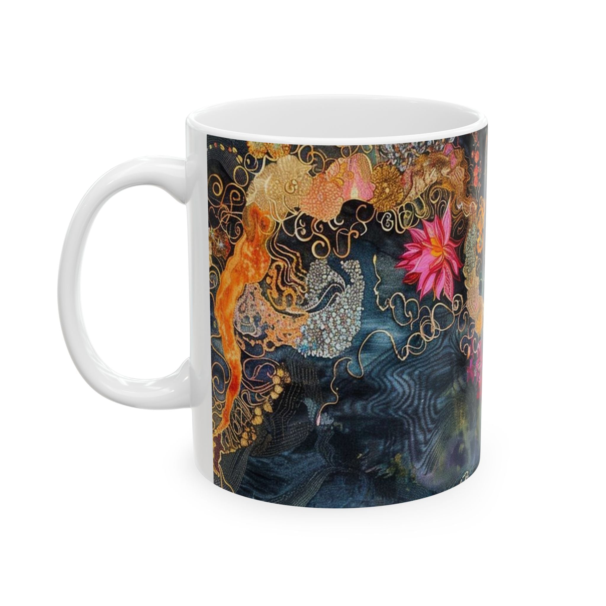 Floral Mystique Ceramic Mug — Dark Boho Flower Art (11oz & 15oz)