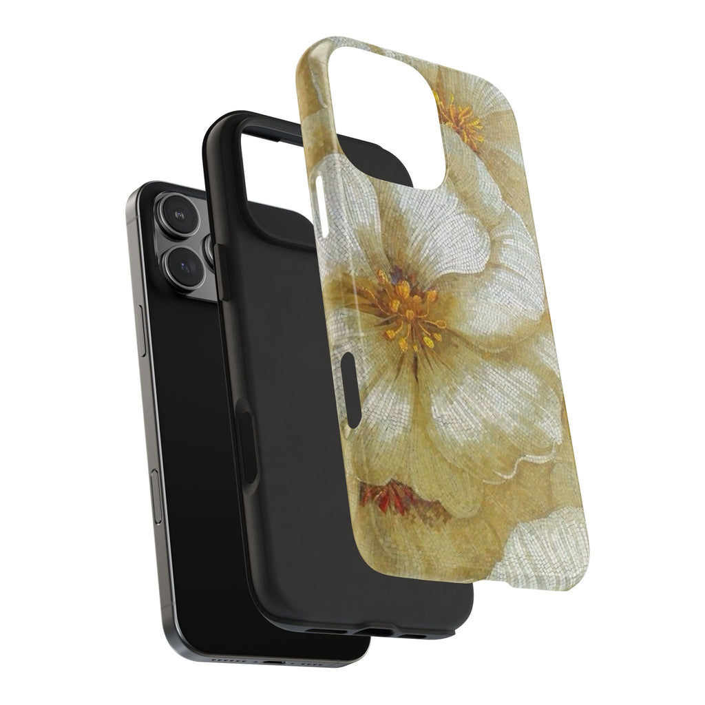 Tough Phone Case — Vintage White Floral Protective Cover