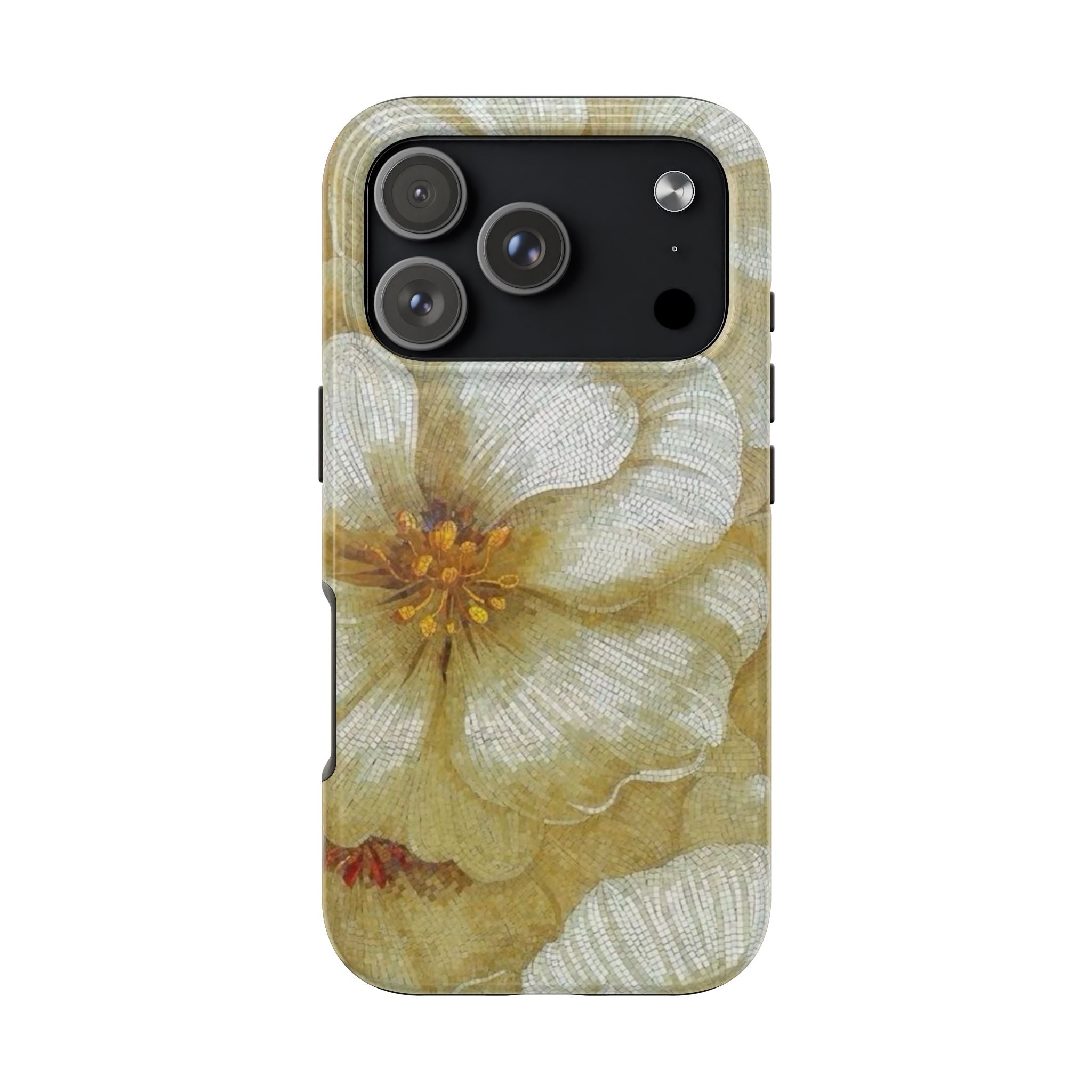 Tough Phone Case — Vintage White Floral Protective Cover