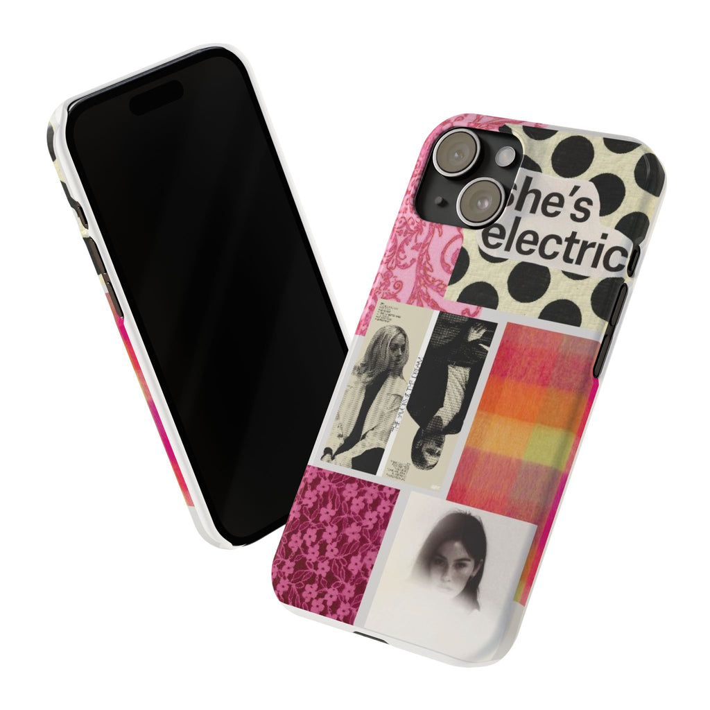 Slim Phone Case — 'she's electric' Retro Collage Floral & Photo Design