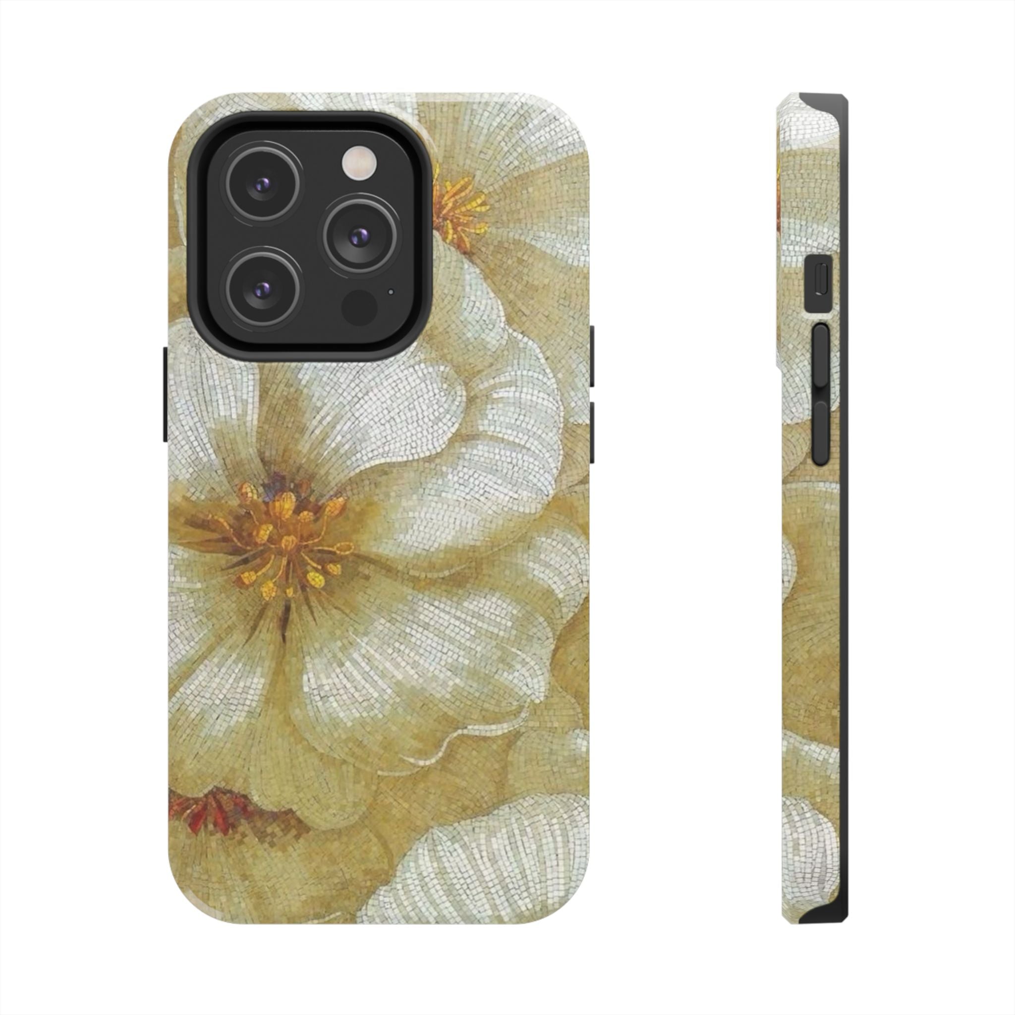 Tough Phone Case — Vintage White Floral Protective Cover