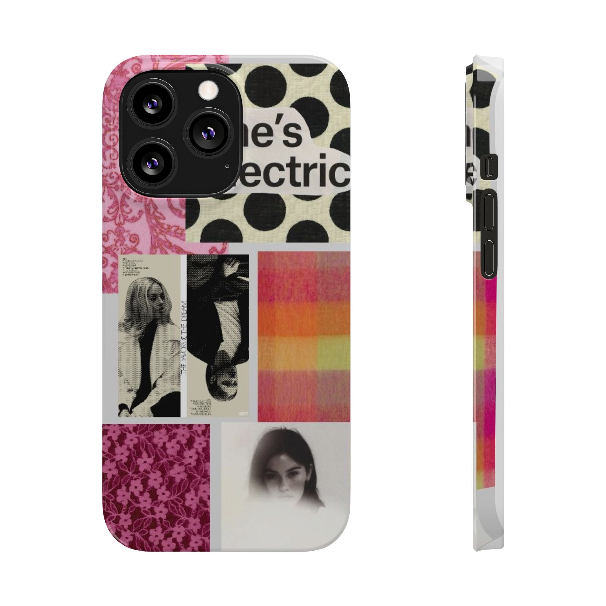 Slim Phone Case — 'she's electric' Retro Collage Floral & Photo Design