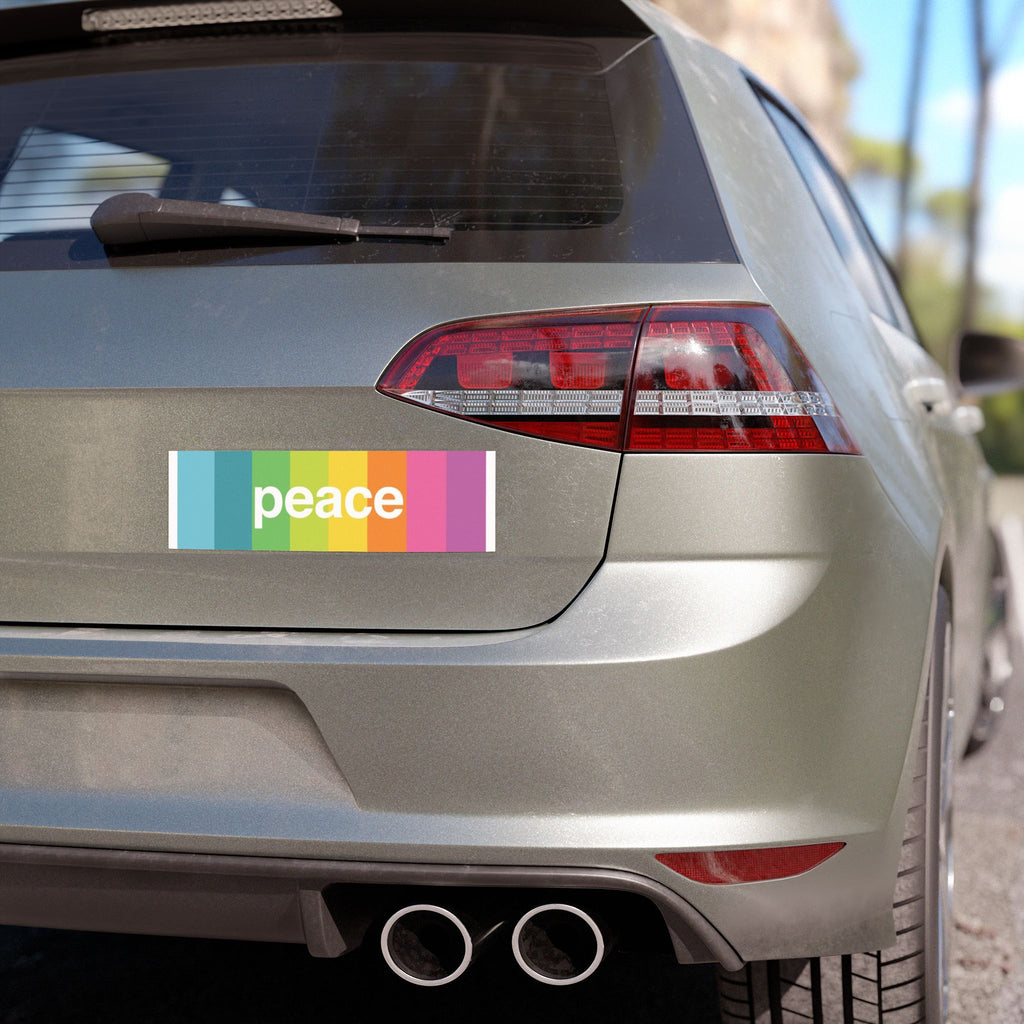 Peace Rainbow Car Magnet — Colorful Stripes Bumper Sticker