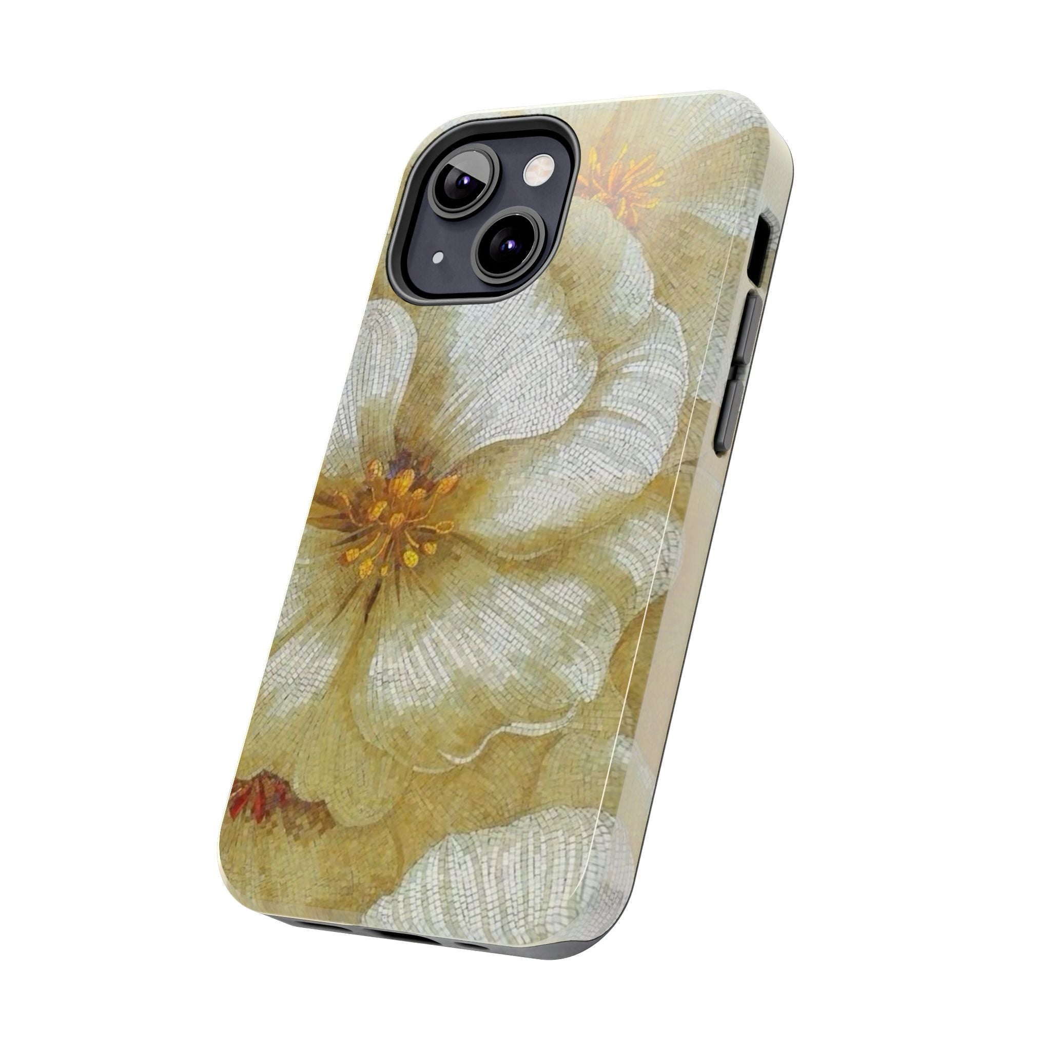 Tough Phone Case — Vintage White Floral Protective Cover