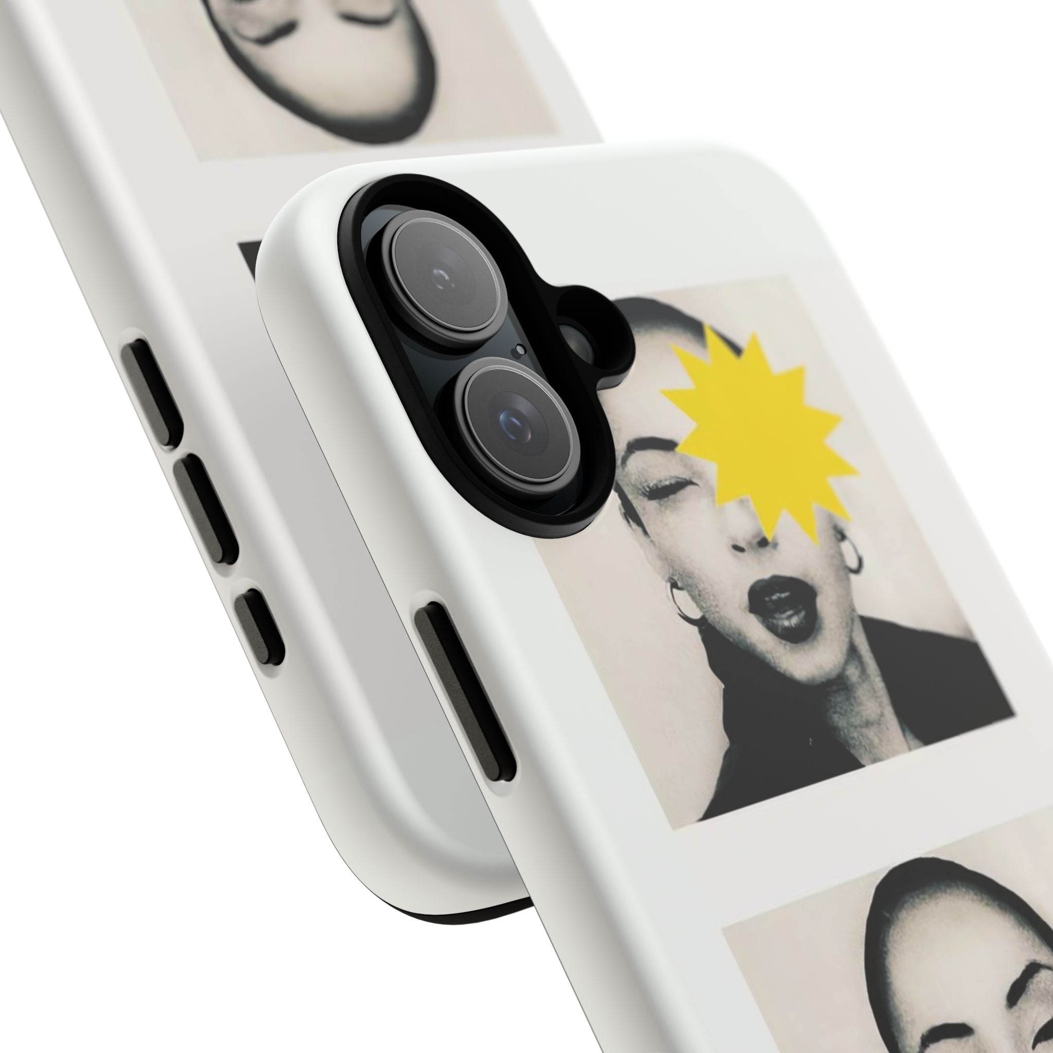 SADE Phone Case — Retro Black & White Portrait with Yellow Sunburst