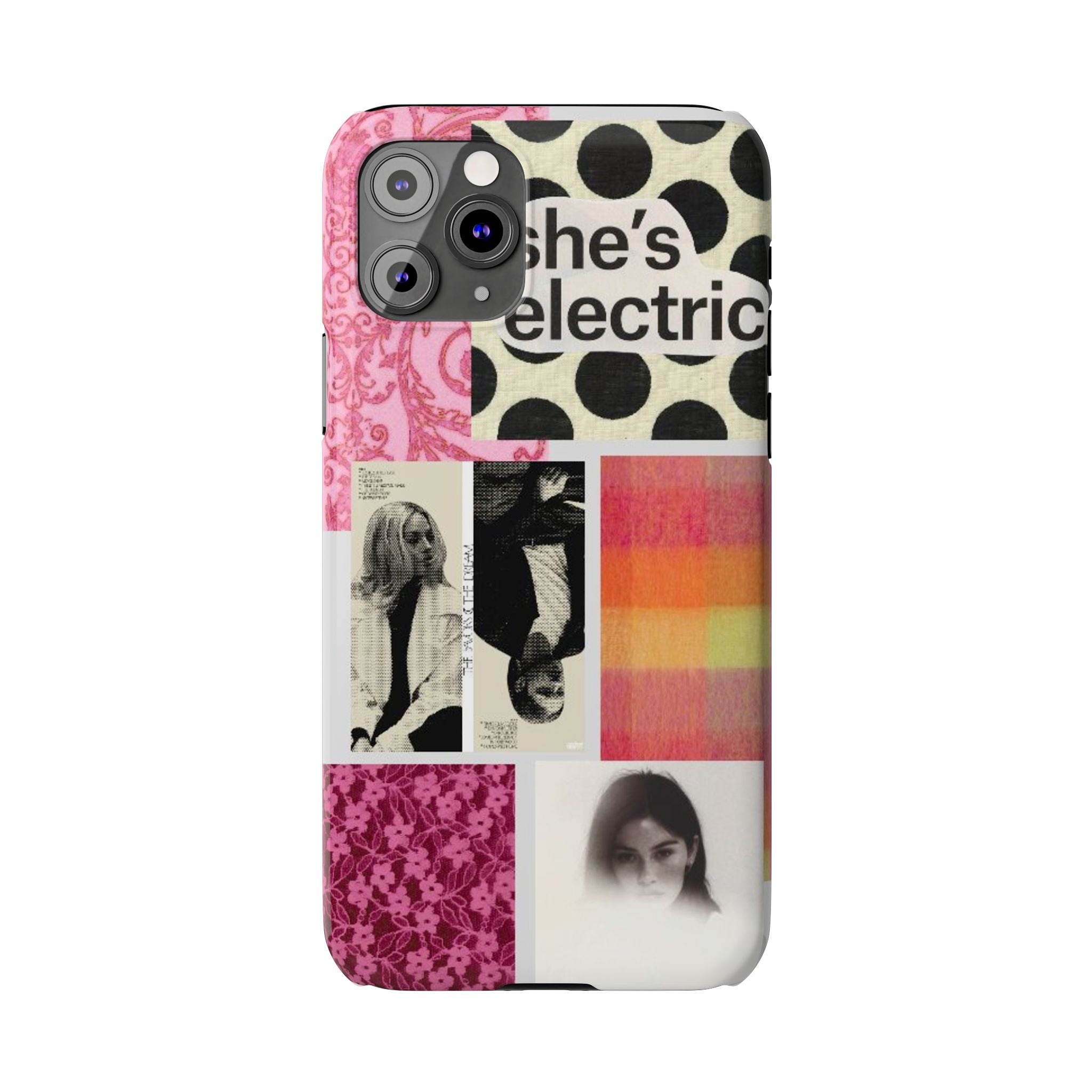 Slim Phone Case — 'she's electric' Retro Collage Floral & Photo Design