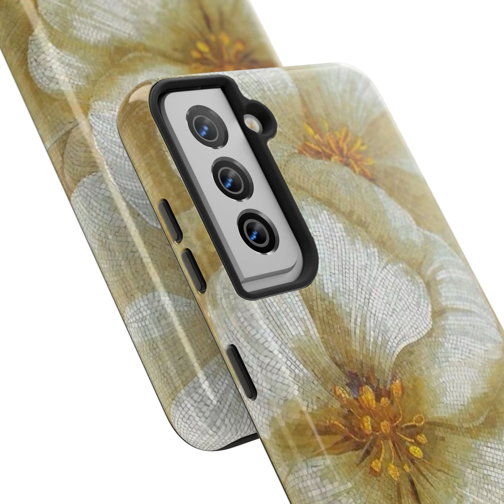 Tough Phone Case — Vintage White Floral Protective Cover