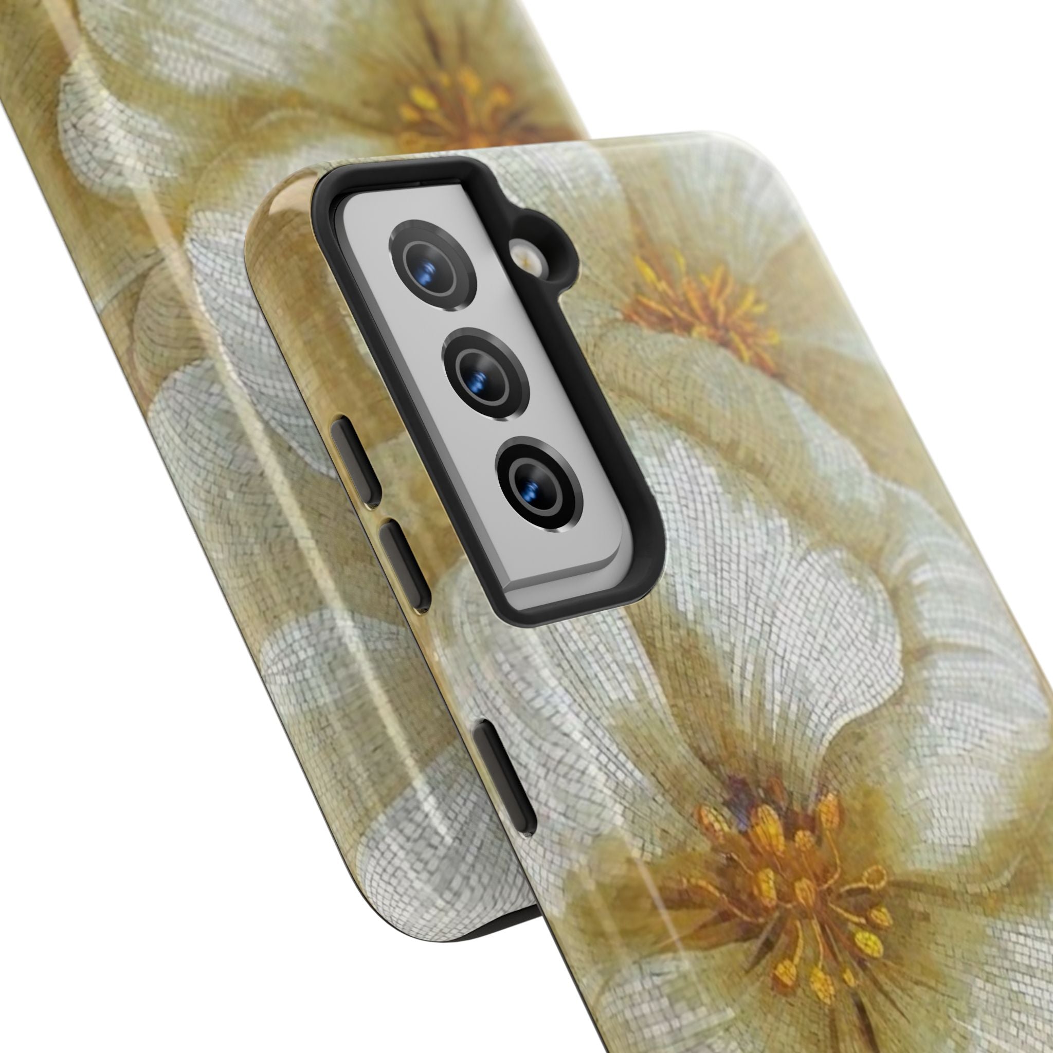 Tough Phone Case — Vintage White Floral Protective Cover