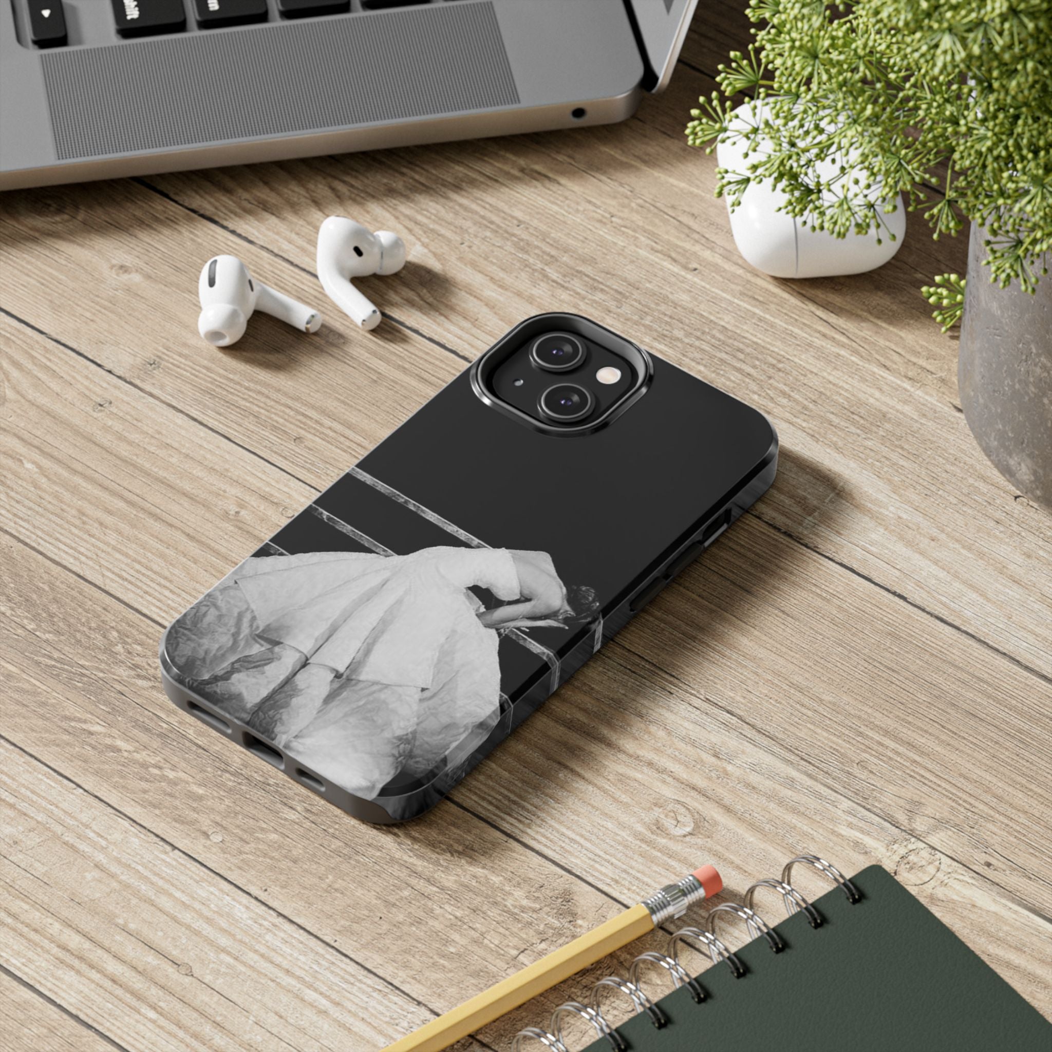 Vintage Ballerina Tough Phone Case — Black & White Dance Photo Protective Cover