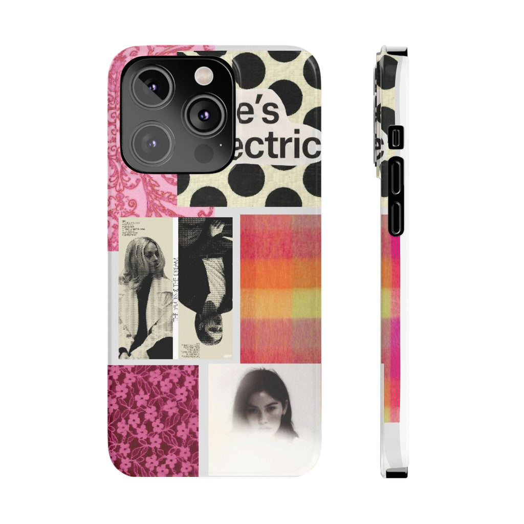 Slim Phone Case — 'she's electric' Retro Collage Floral & Photo Design