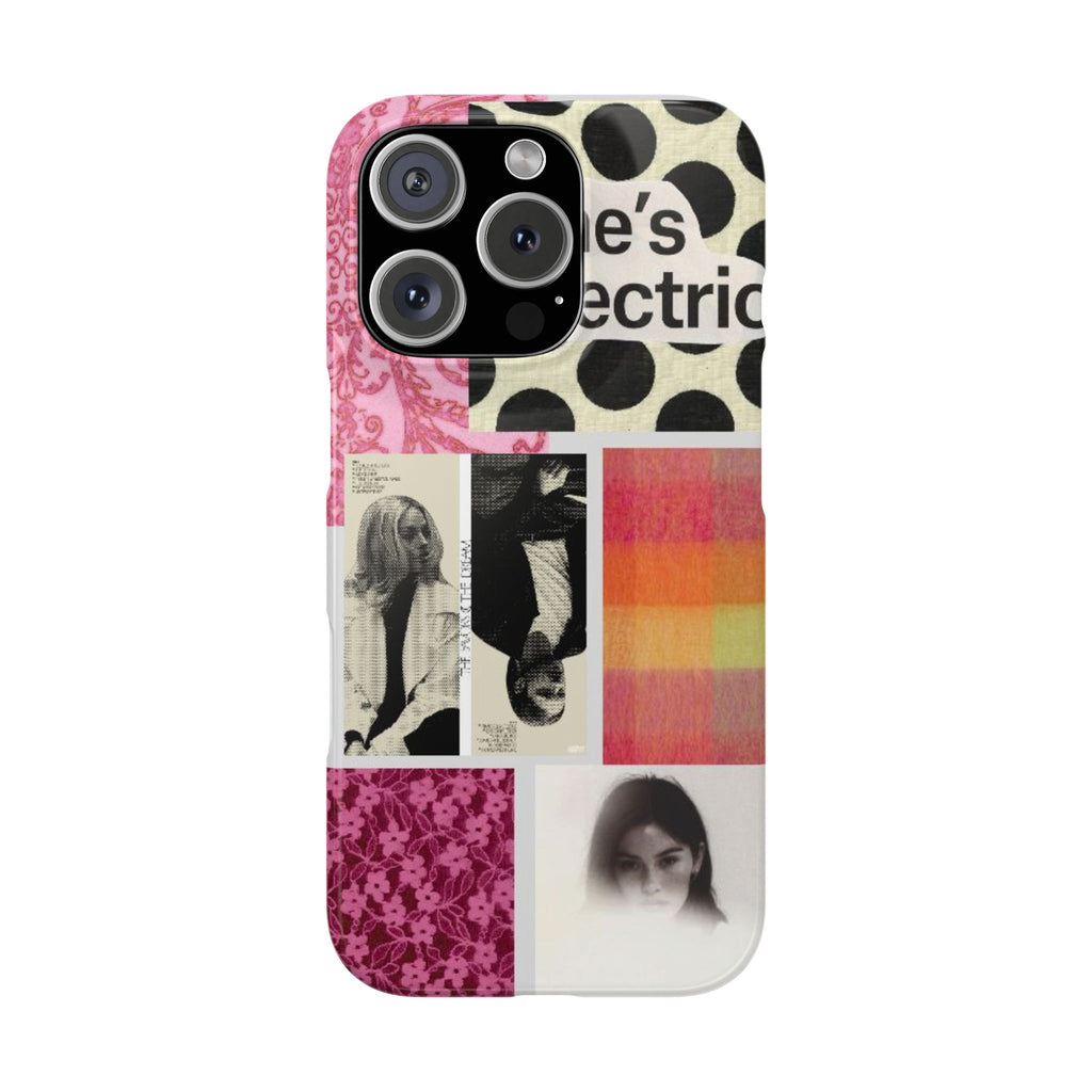 Slim Phone Case — 'she's electric' Retro Collage Floral & Photo Design