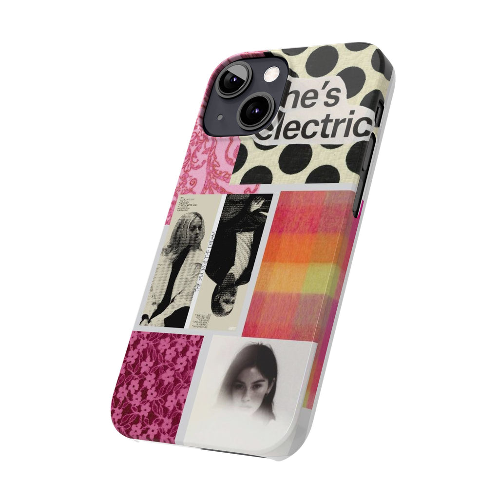 Slim Phone Case — 'she's electric' Retro Collage Floral & Photo Design