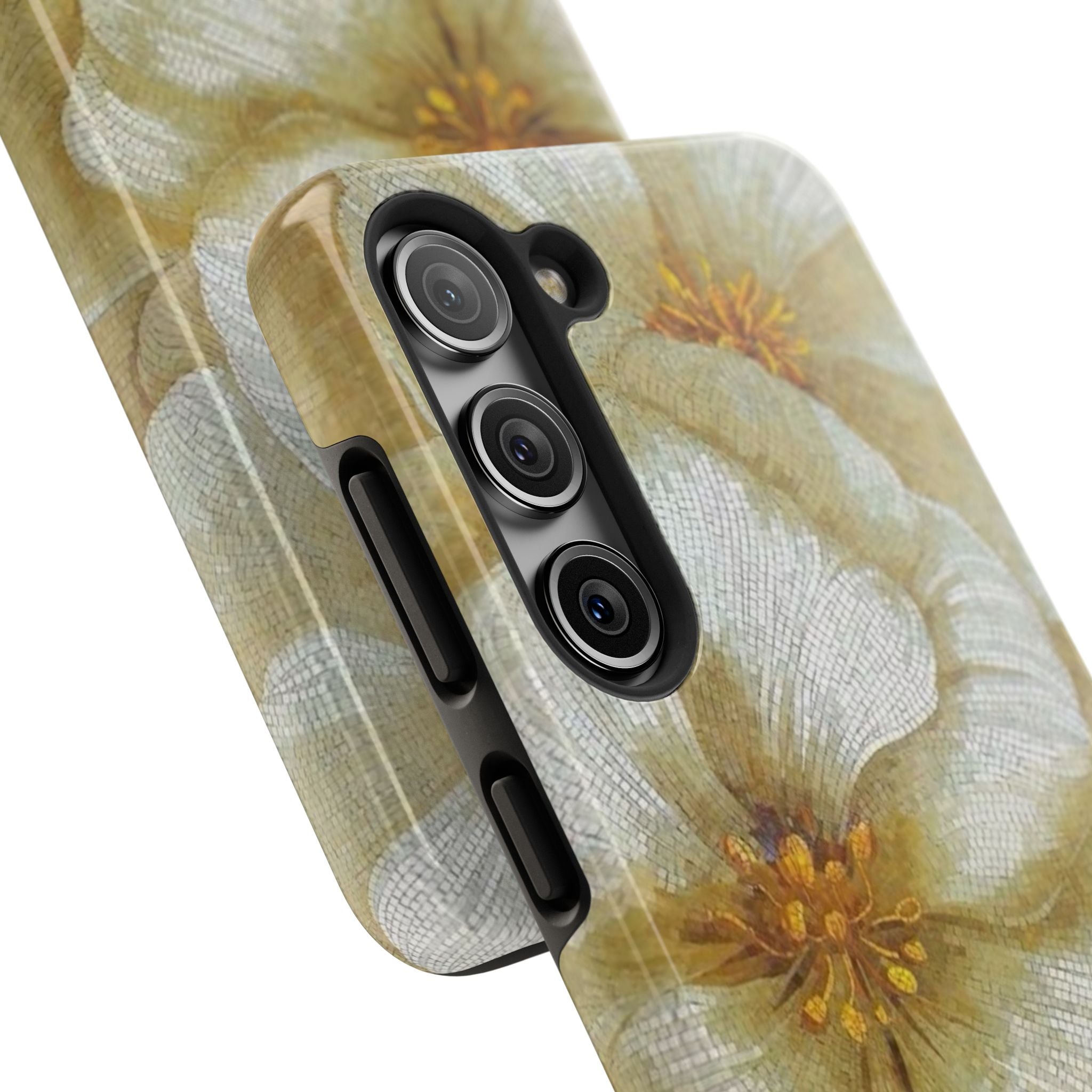 Tough Phone Case — Vintage White Floral Protective Cover