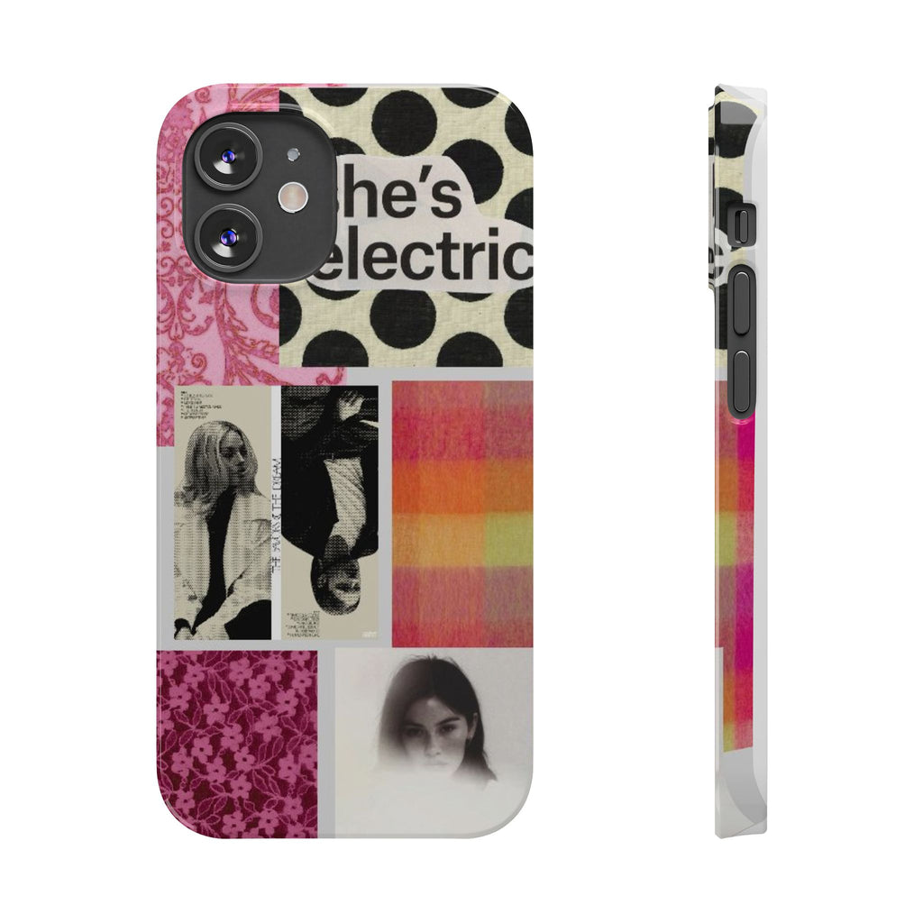 Slim Phone Case — 'she's electric' Retro Collage Floral & Photo Design