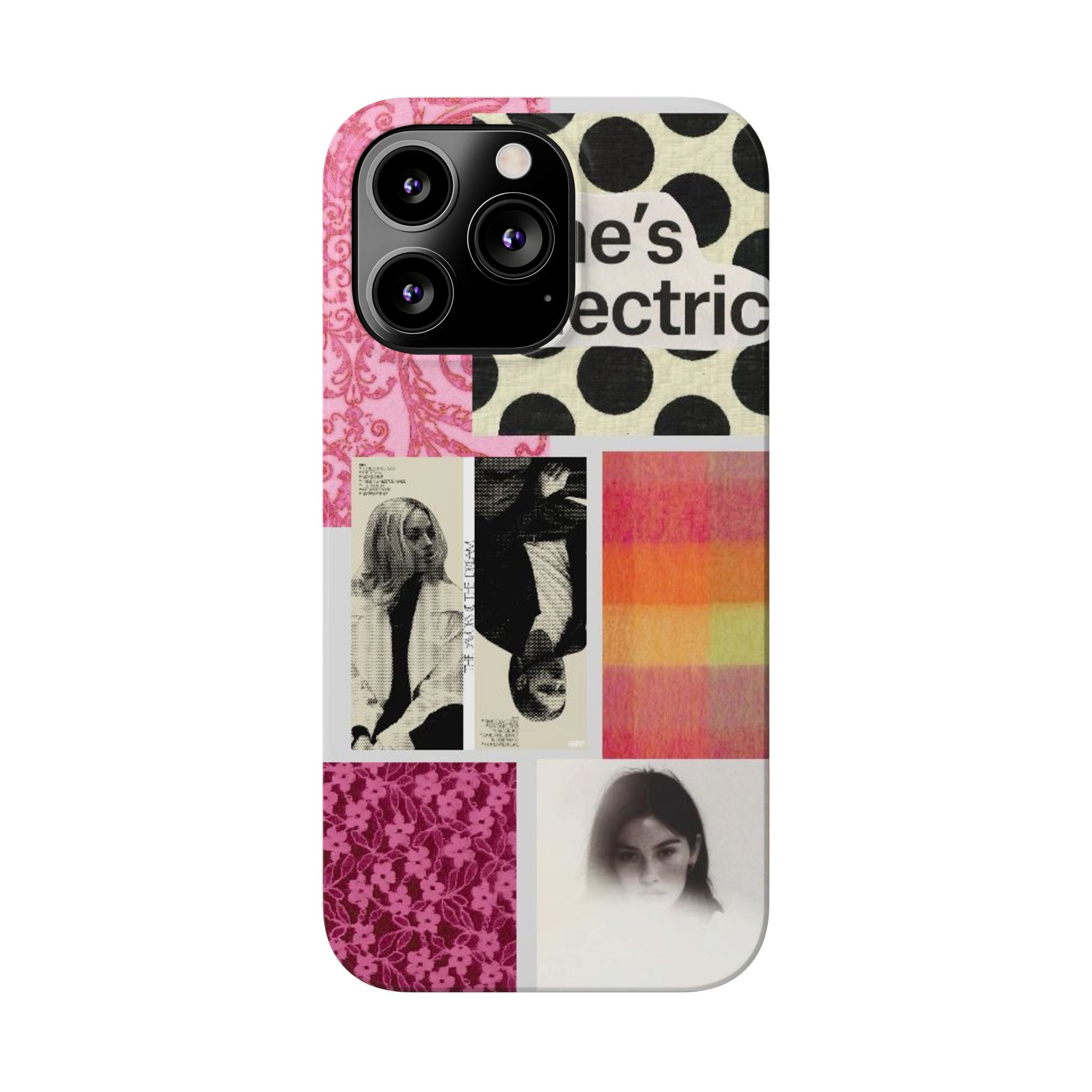 Slim Phone Case — 'she's electric' Retro Collage Floral & Photo Design